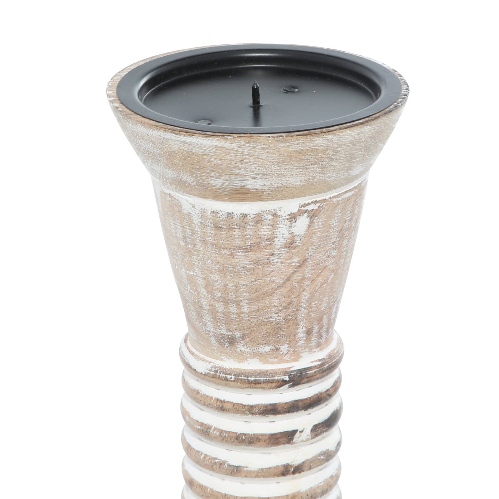 Brown Mango Wood Traditional Candle Holder Set