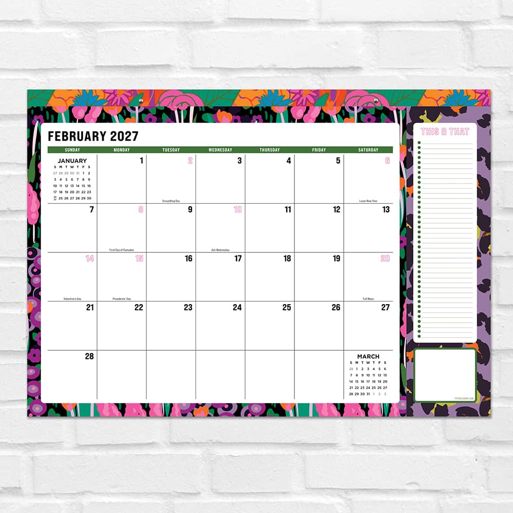 2027 Maximal Mirage Medium Desk Pad Monthly Blotter Calendar