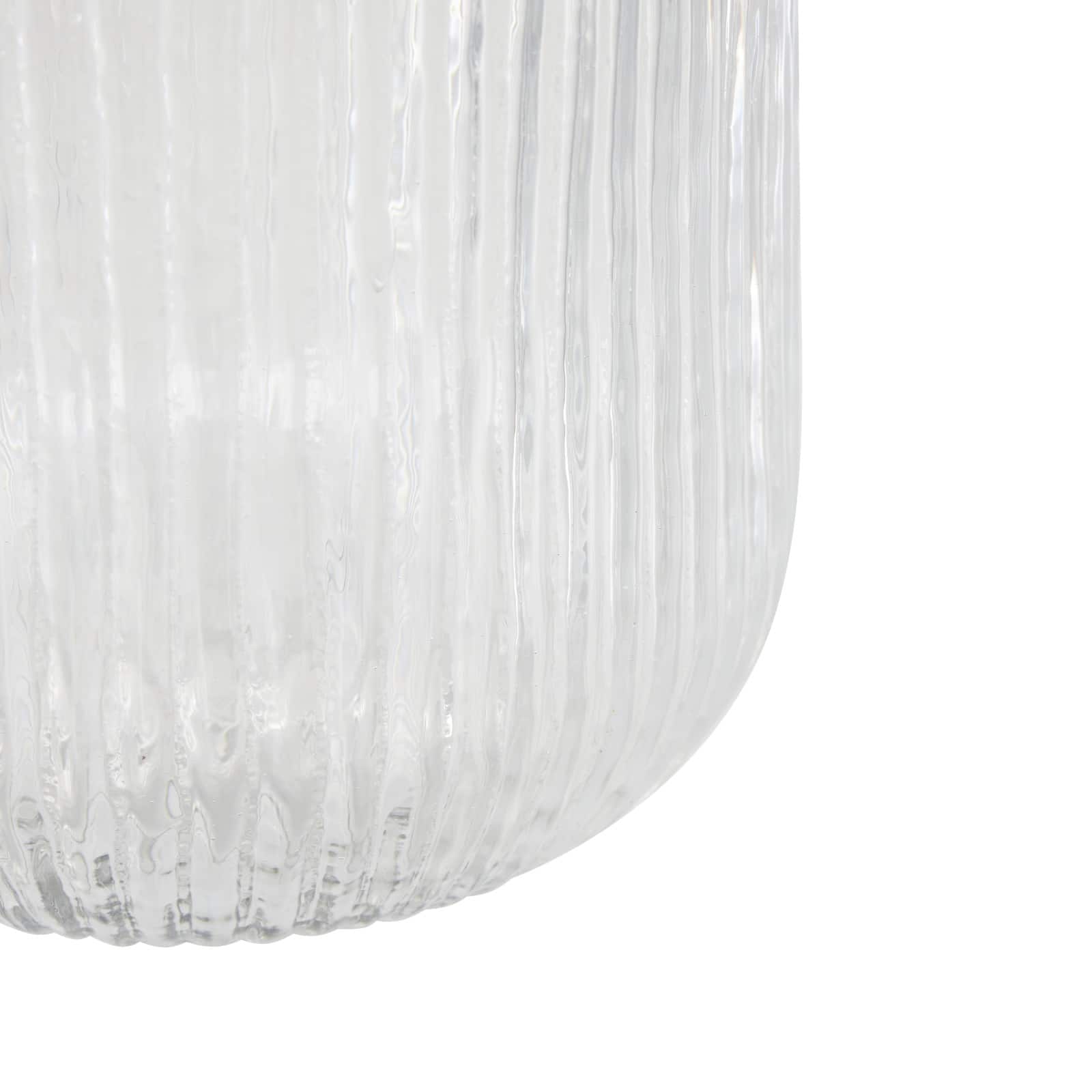11" Clear Glass Ribbed Fluted Decorative Vase