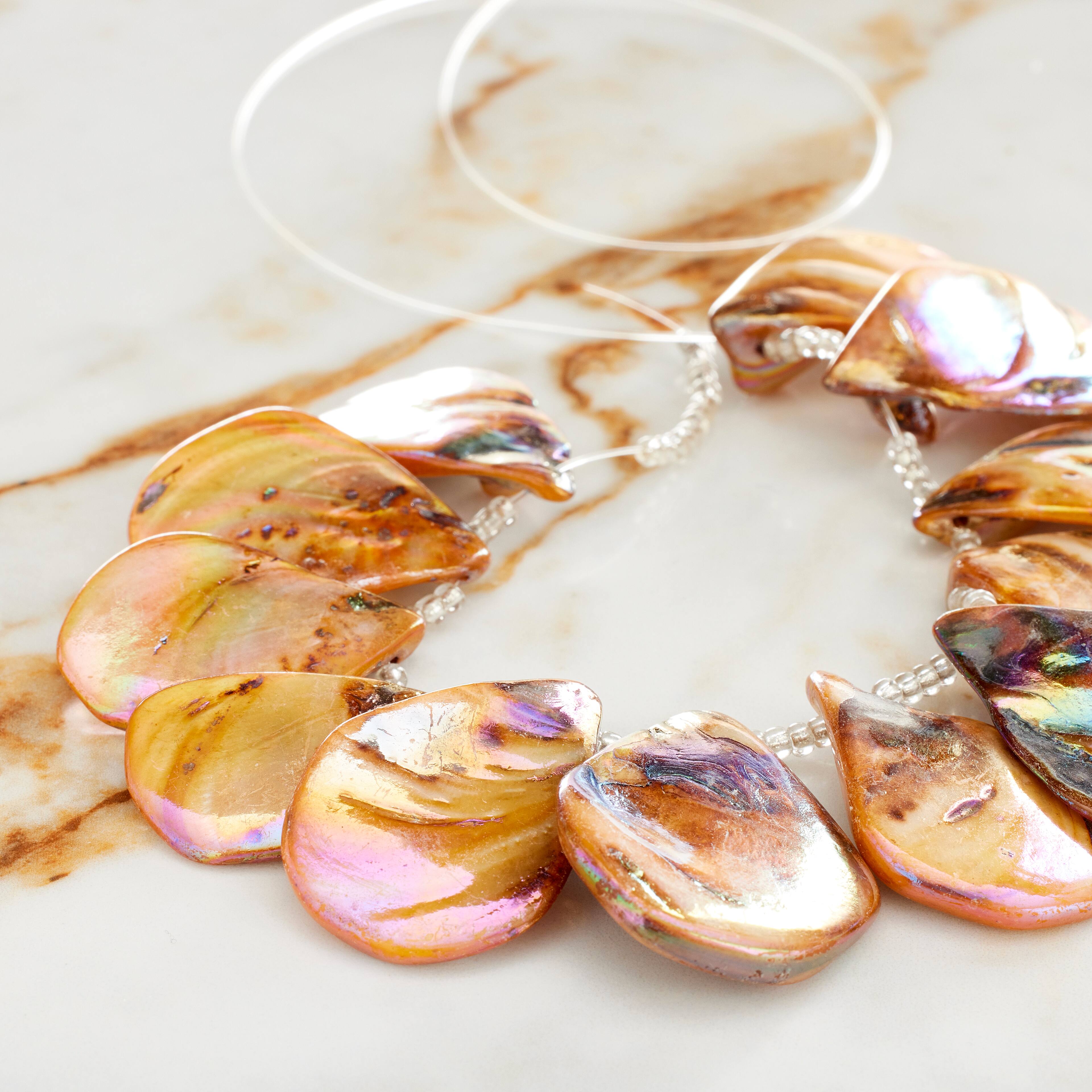 Amber Shell Teardrop Beads, 34mm by Bead Landing™