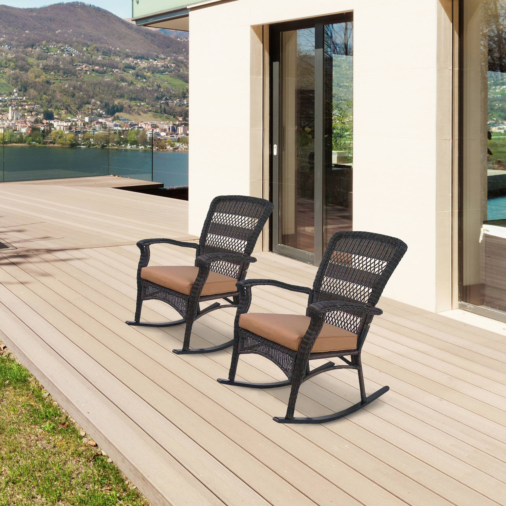 42" Wicker Rocker Chair with Cushion