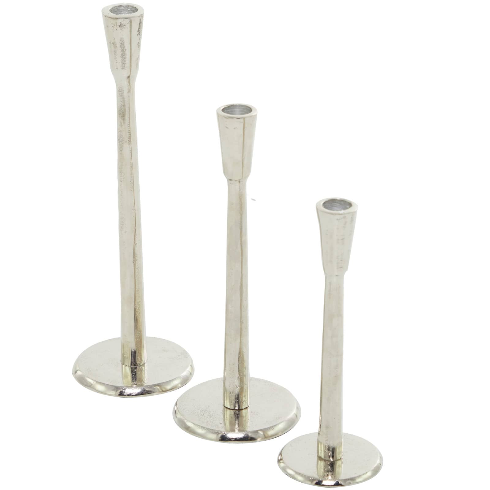 Silver Aluminum Tapered Candle Holder Set