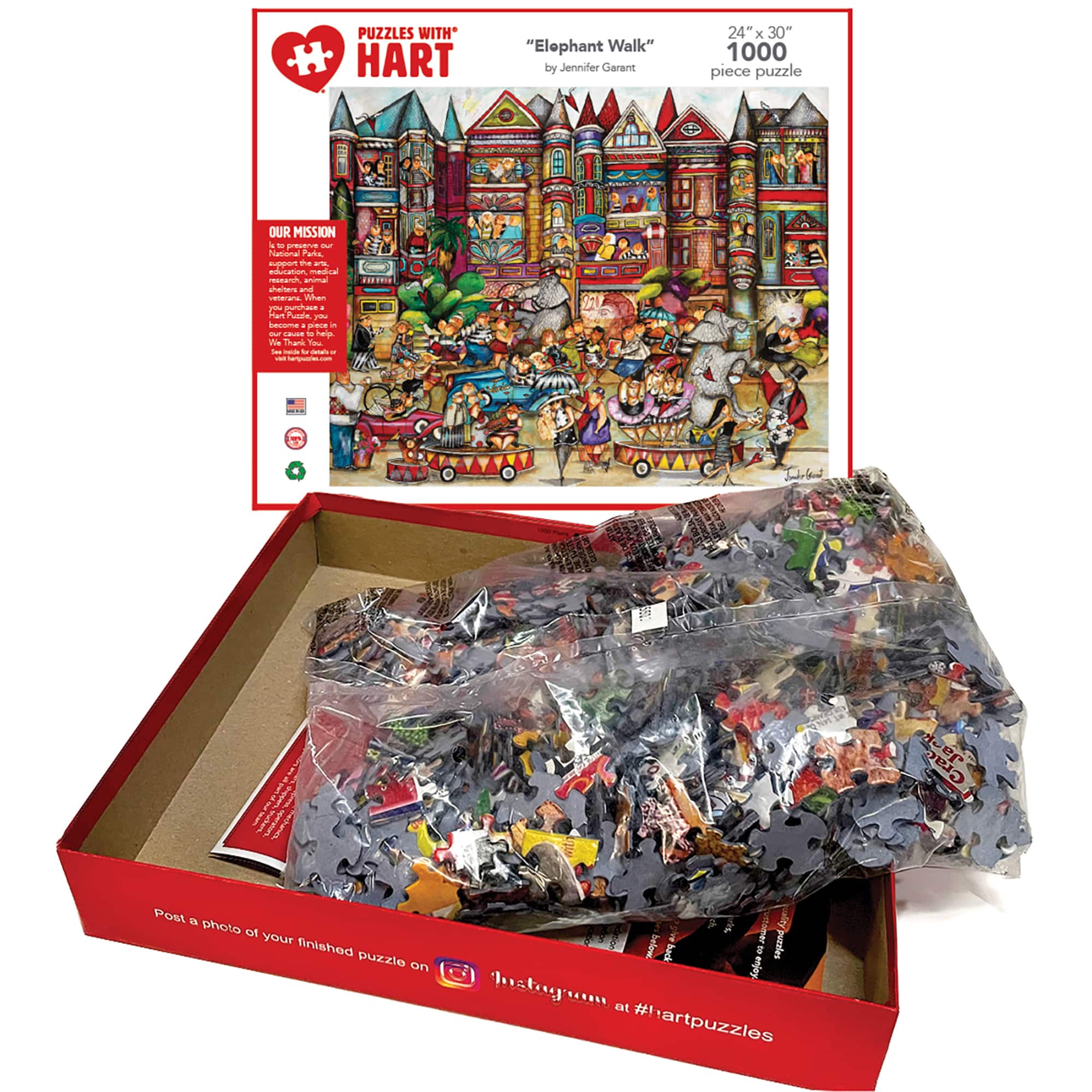 Hart Puzzles Elephant Walk by Jennifer Garant 1,000 Piece Jigsaw Puzzle