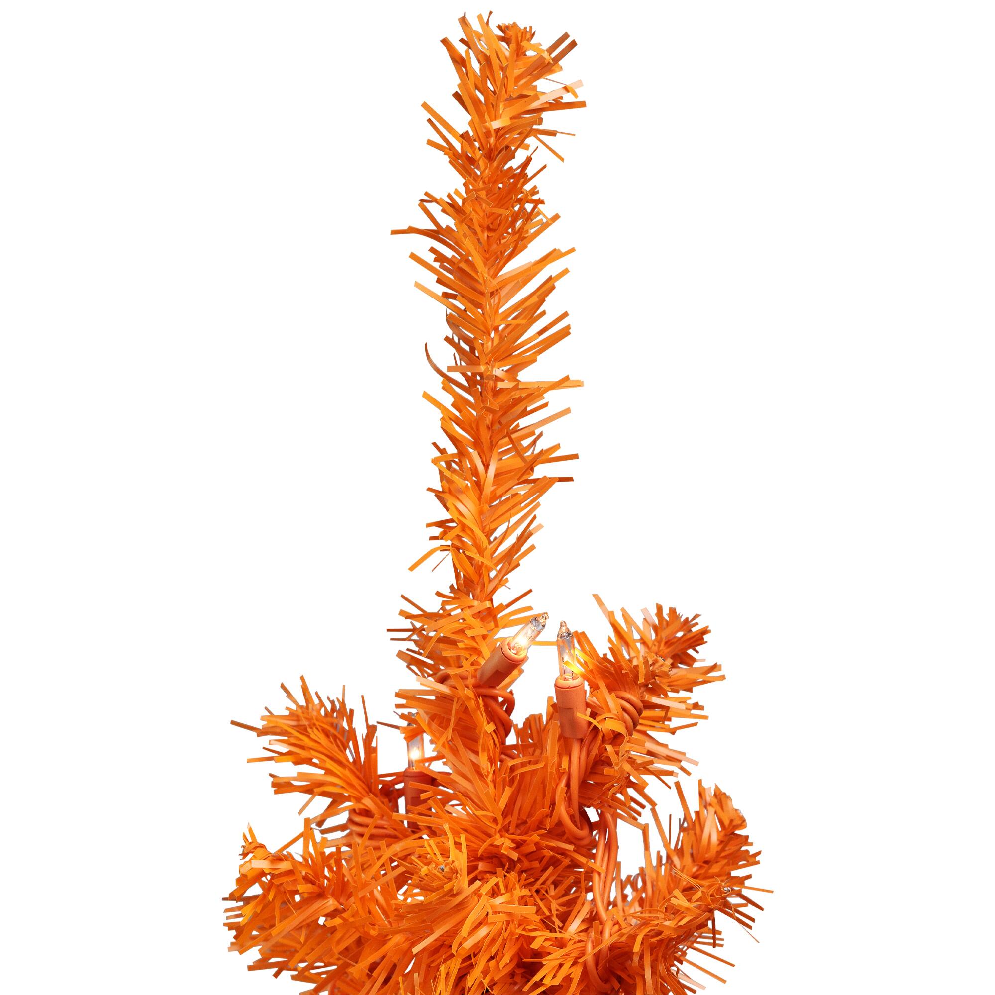 3ft. Pre-Lit Medium Orange Artificial Pine Christmas Tree, Clear Lights