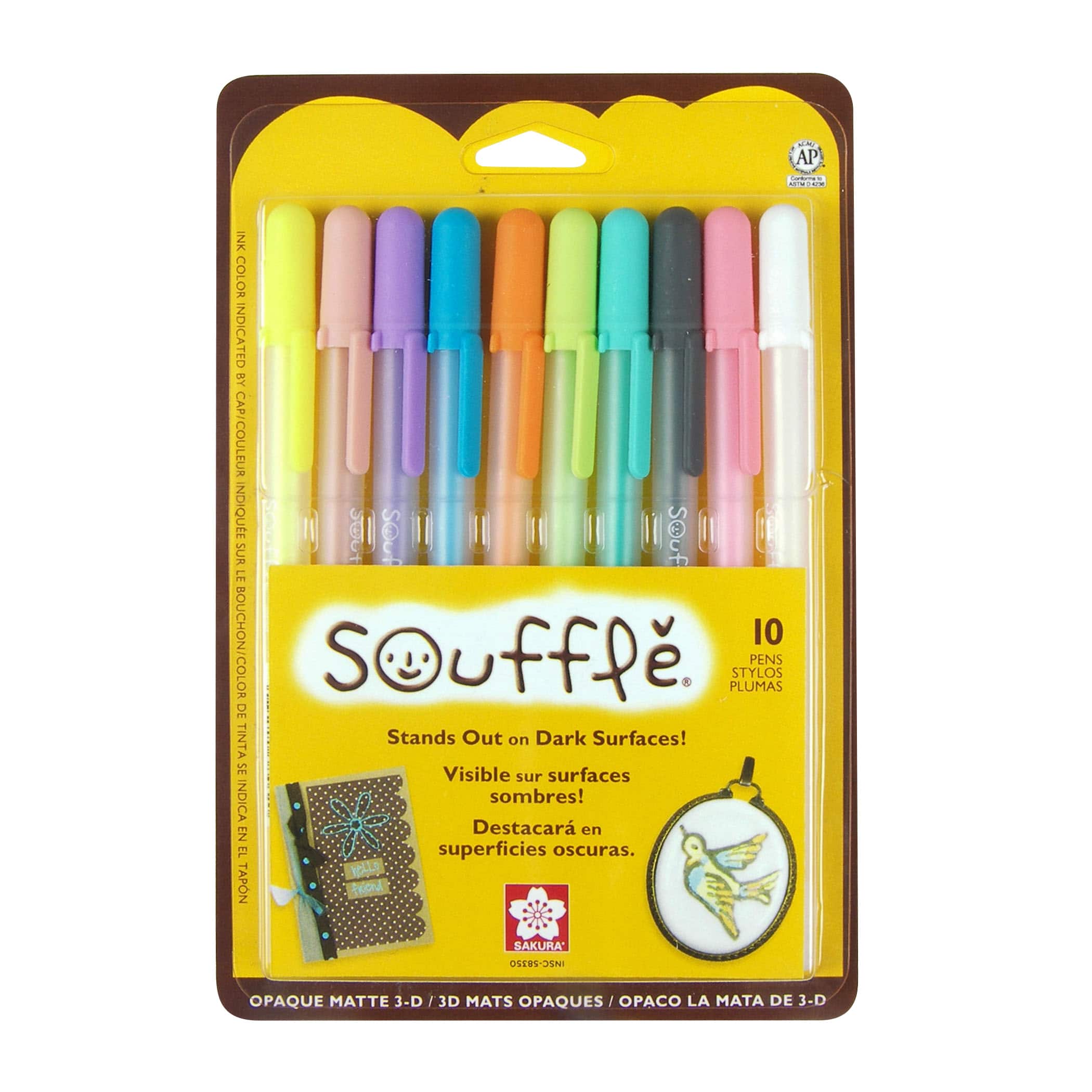 Sakura® Souffle™ Pastels 10 Color Puffy 3D Opaque Ink Pen Set