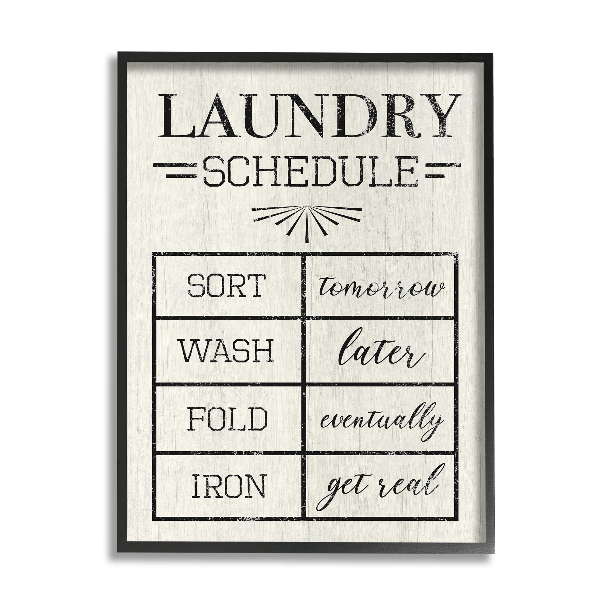 Stupell Industries Farmhouse Laundry Schedule Sort Tomorrow Wash Later Framed Wall Art