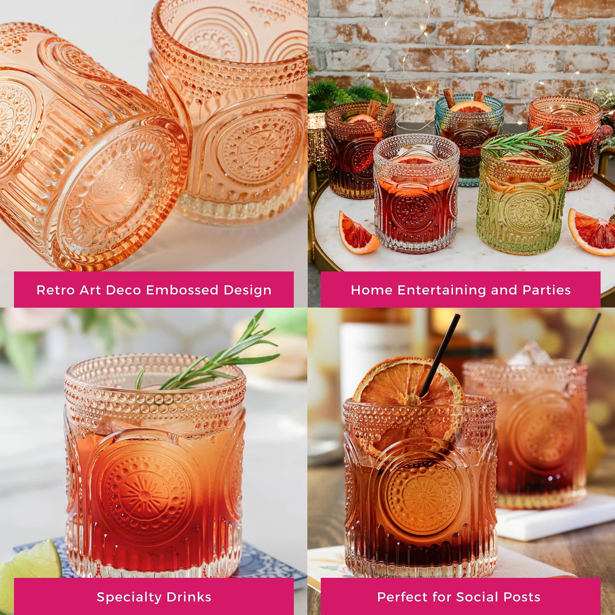 Kate Aspen® 10oz. Retro Arch Floral Drinking Glasses, 6ct.