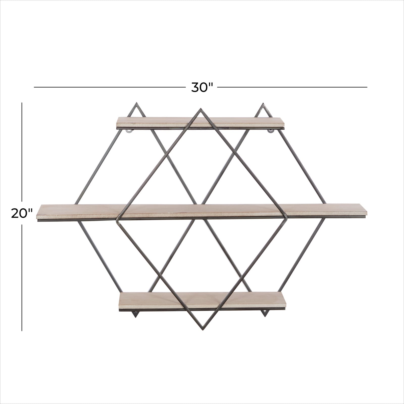 Brown Wood Contemporary Wall Shelf, 20" x 30" x 7"