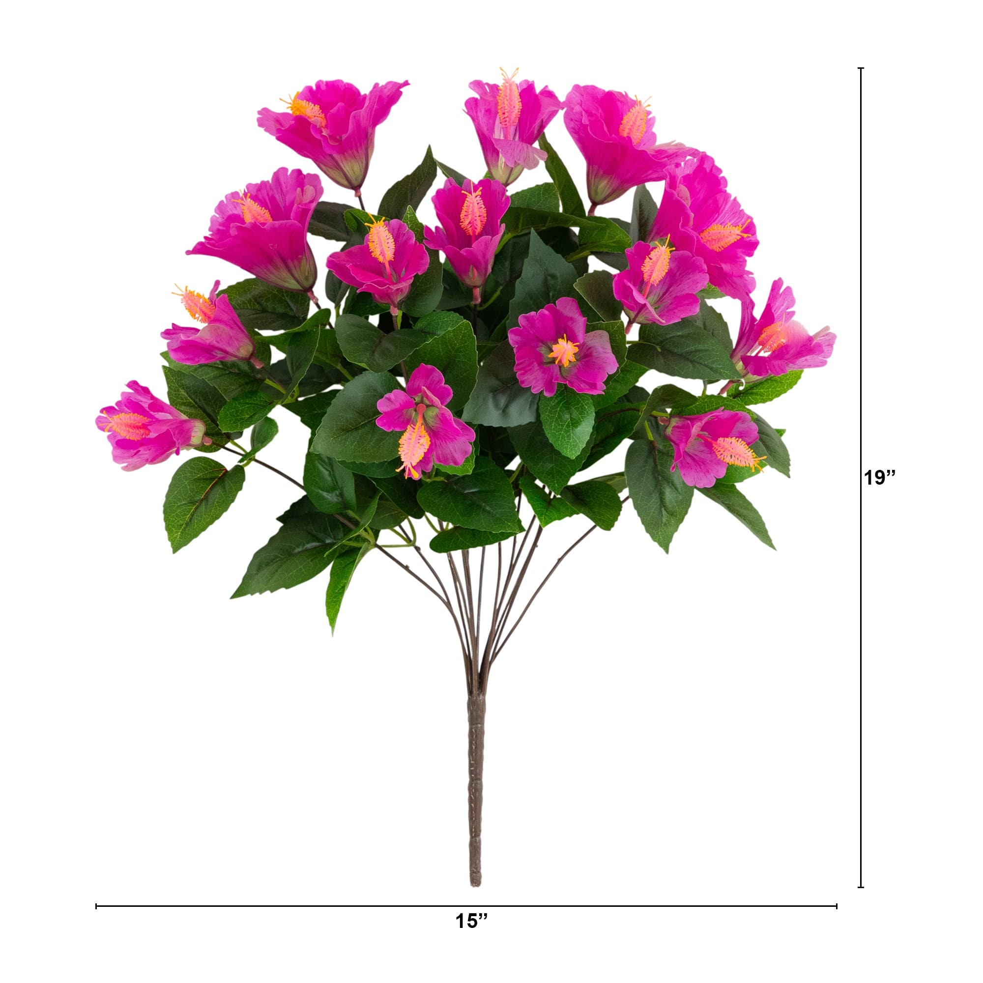 19" UV Resistant Artificial Hibiscus Bushes, 3ct.