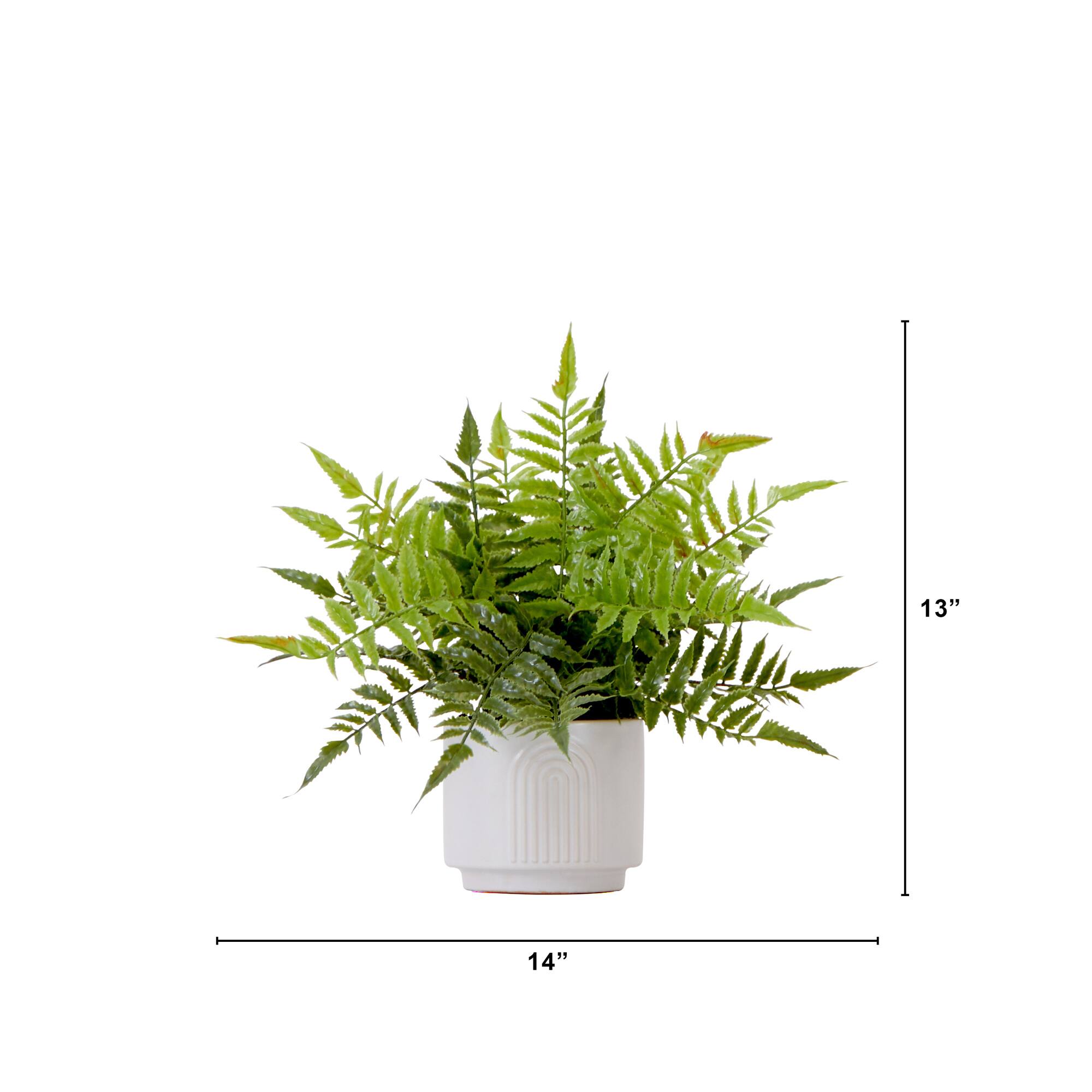 13" Artificial Boston Fern Plant with Decorative Planter 
