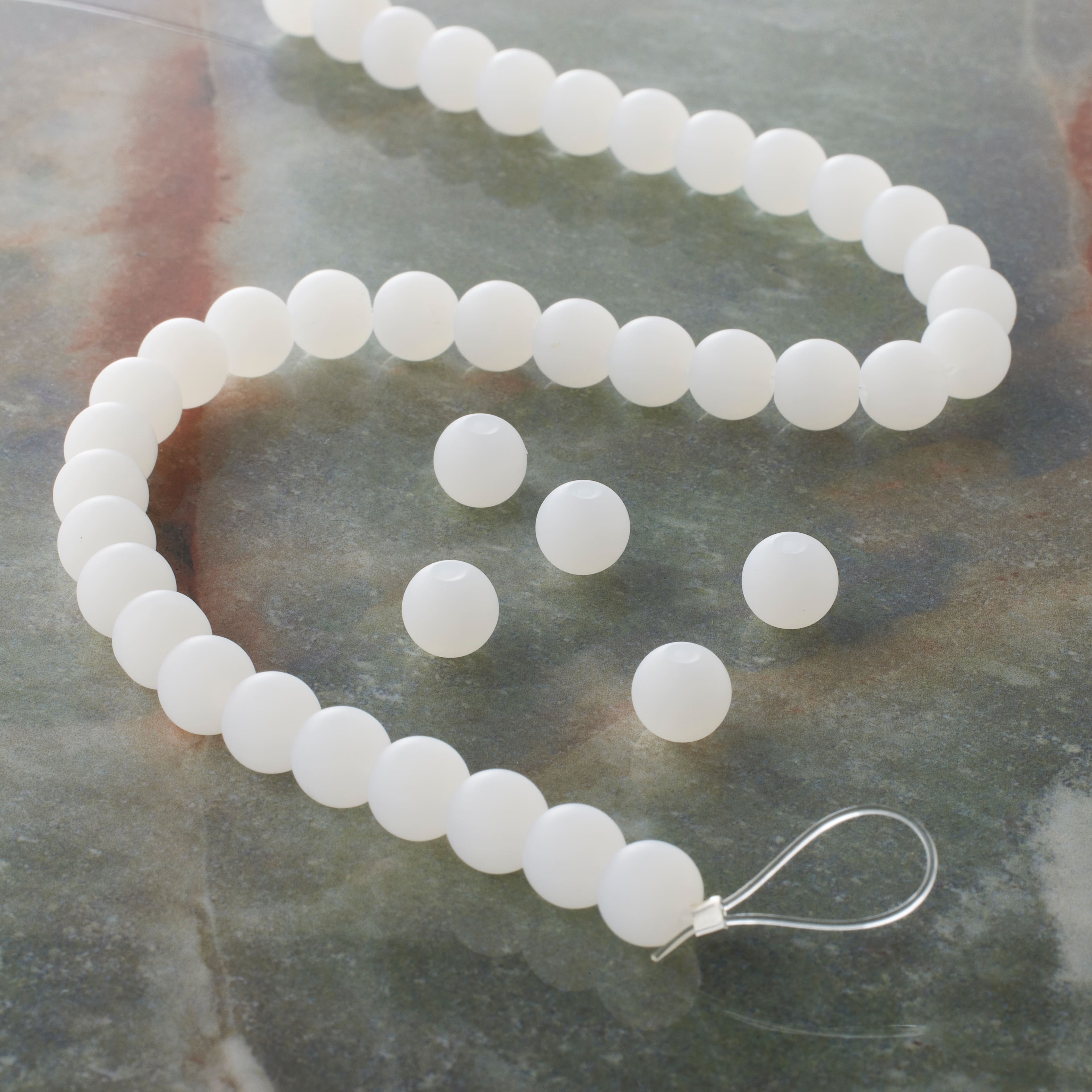 12 Pack: Opaque White Glass Round Beads, 8mm by Bead Landing™