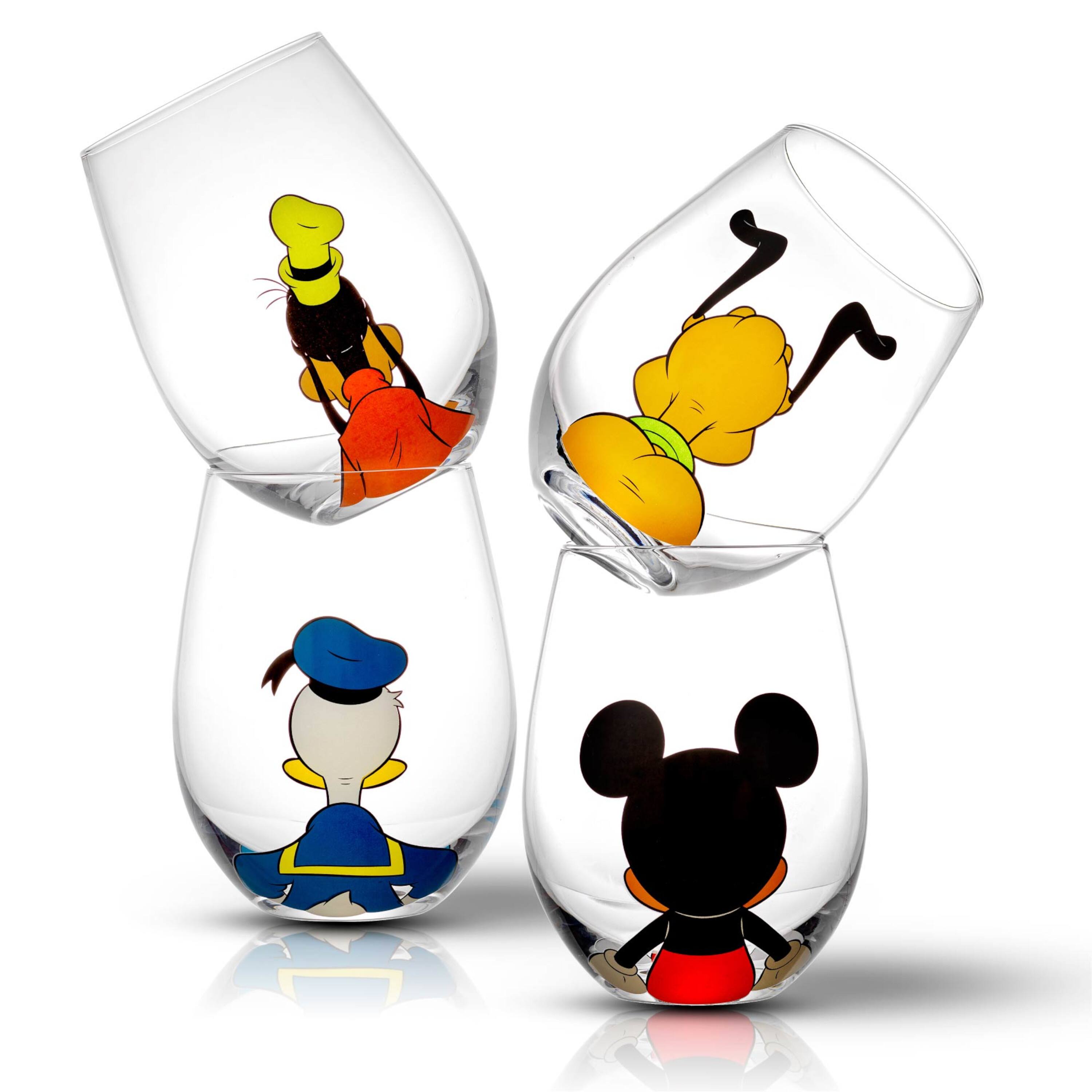 JoyJolt® Disney® Squad 15oz. Mickey Mouse & Pals Looking Backwards Stemless Wine Glasses, 4ct.
