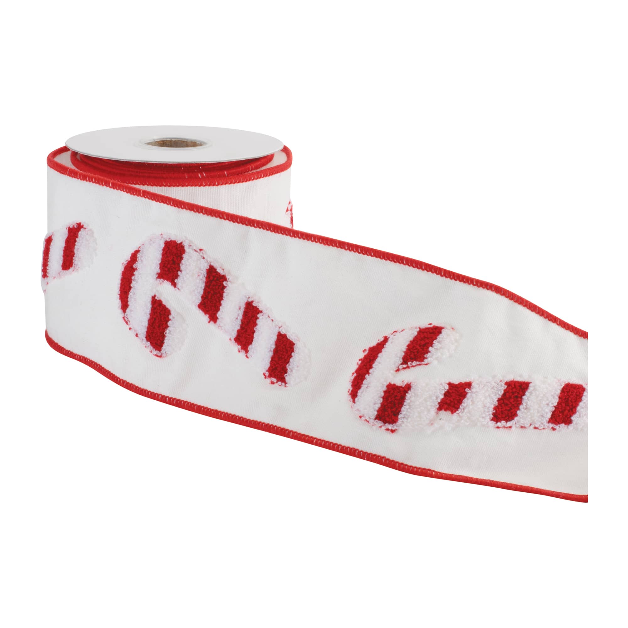 Melrose 4" x 5 yd. Red & White Candy Cane Wired Cotton Ribbon
