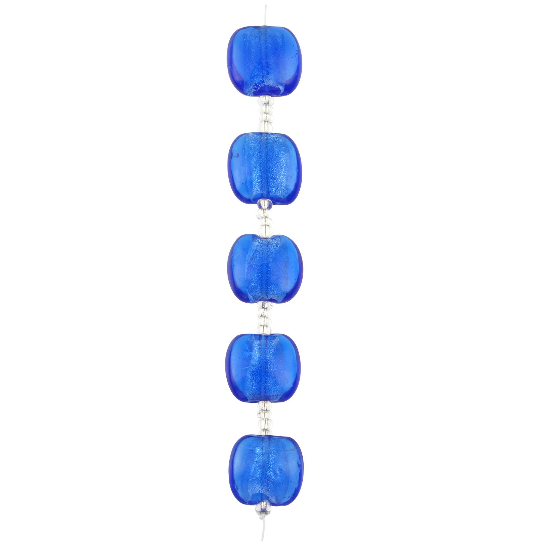 Blue Lampwork Glass Puffed Coin Beads by Bead Landing™
