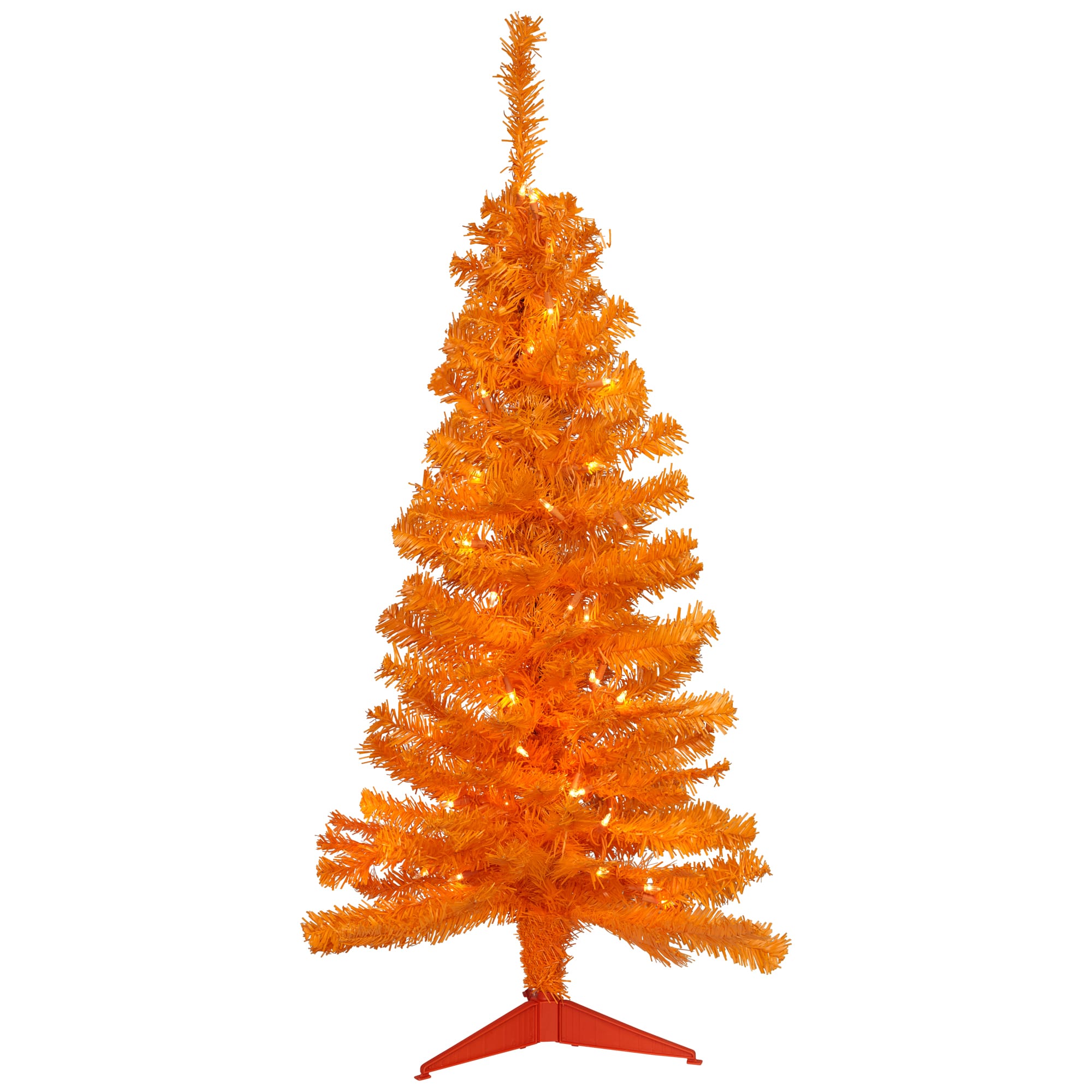 3ft. Pre-Lit Medium Orange Artificial Pine Christmas Tree, Clear Lights
