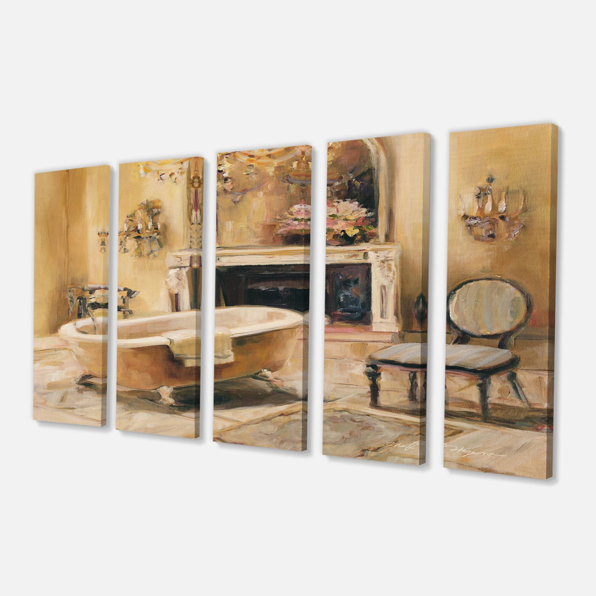 Designart - French Bath I - Traditional Bathroom Gallery-wrapped Canvas 