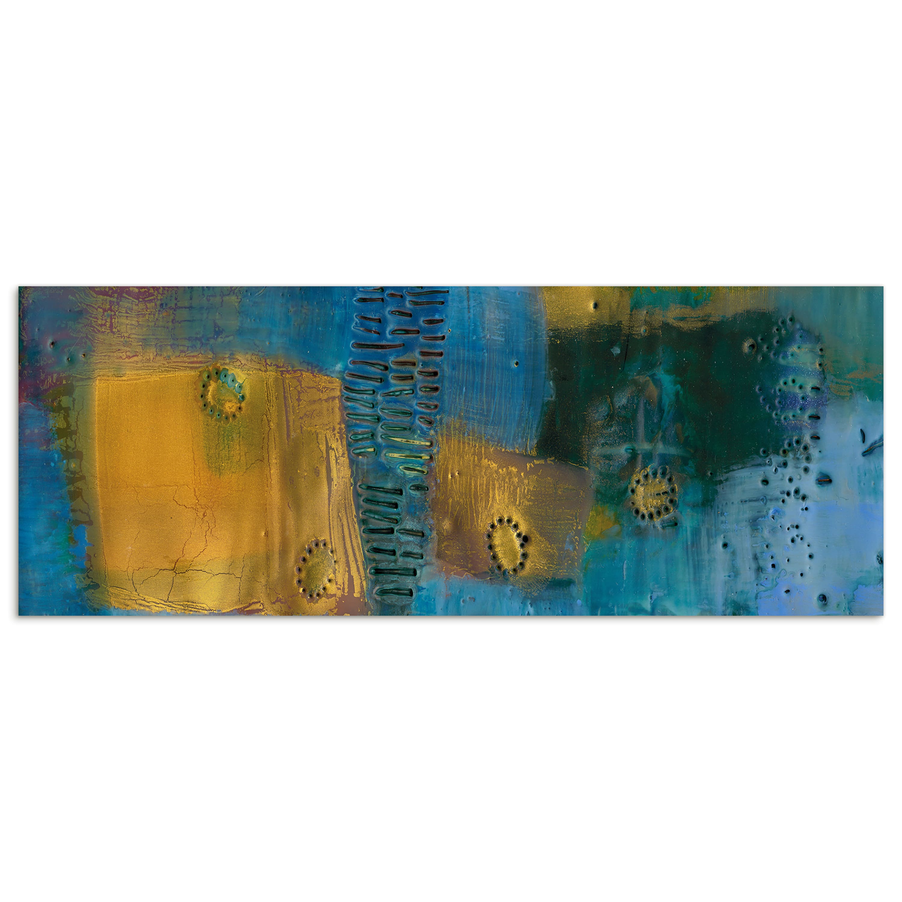 Empire Art Direct 24" x 63" Reedy Blue I Free Floating Reverse Tempered Glass Wall Art