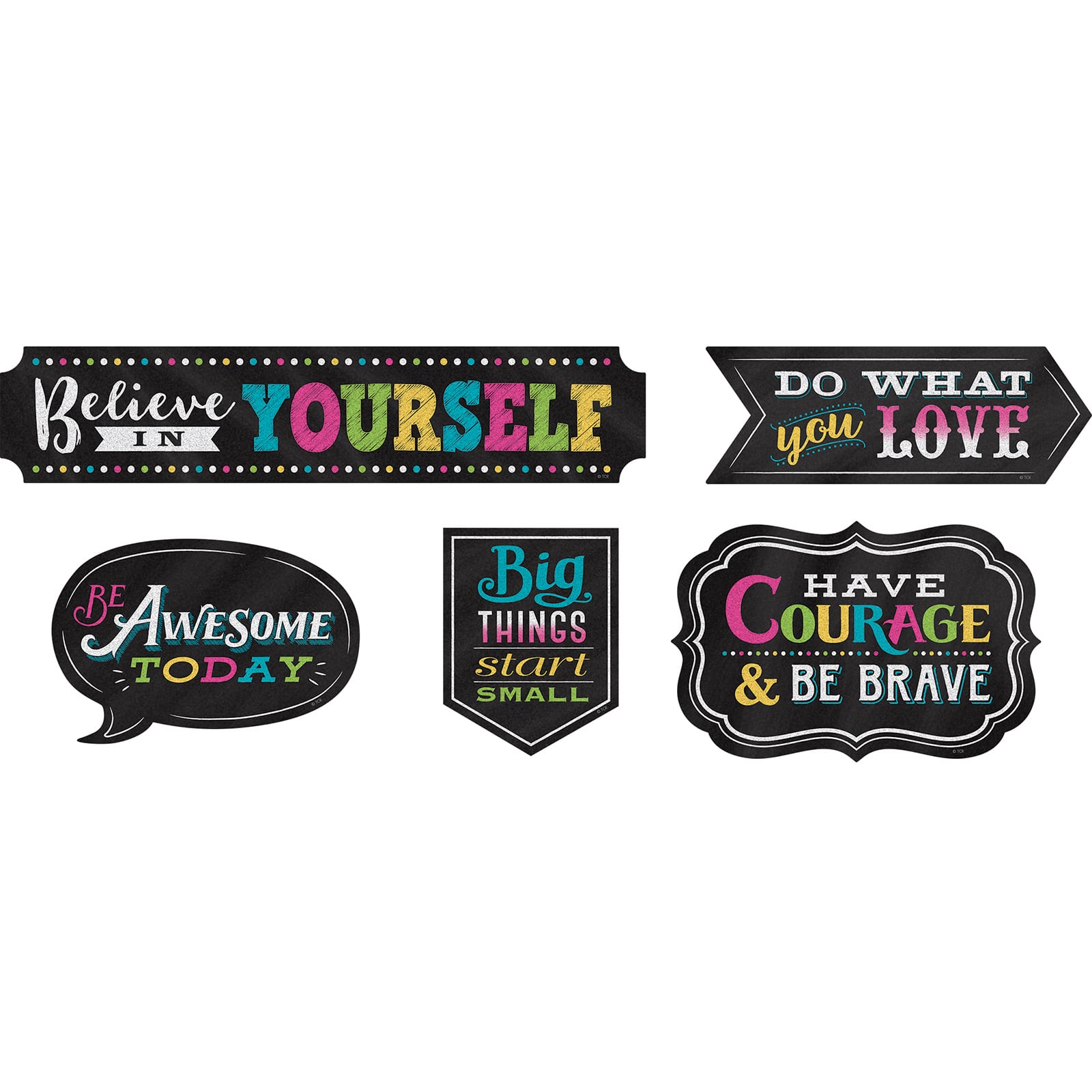 Teacher Created Resources® Chalkboard Brights Clingy Thingies® Positive Sayings Accents, 2 Packs of 10