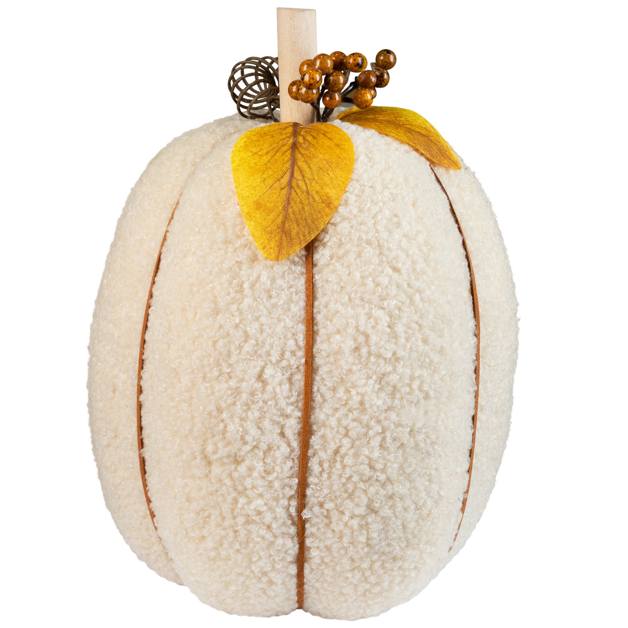 35849197 Plush Pumpkin Fall Harvest Decoration - 10 in. - Cream & Yellow