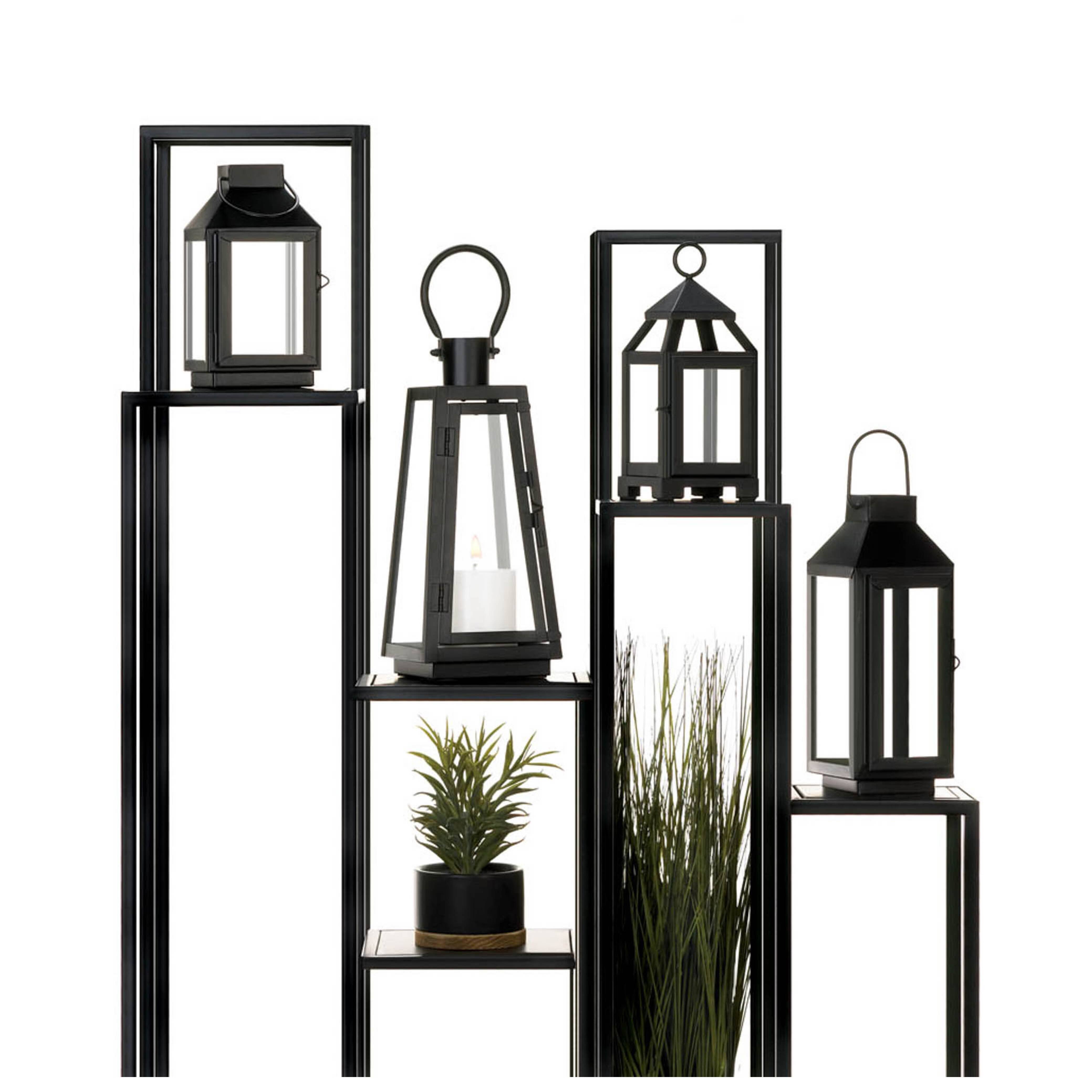10" Black Iron & Glass Square Lantern