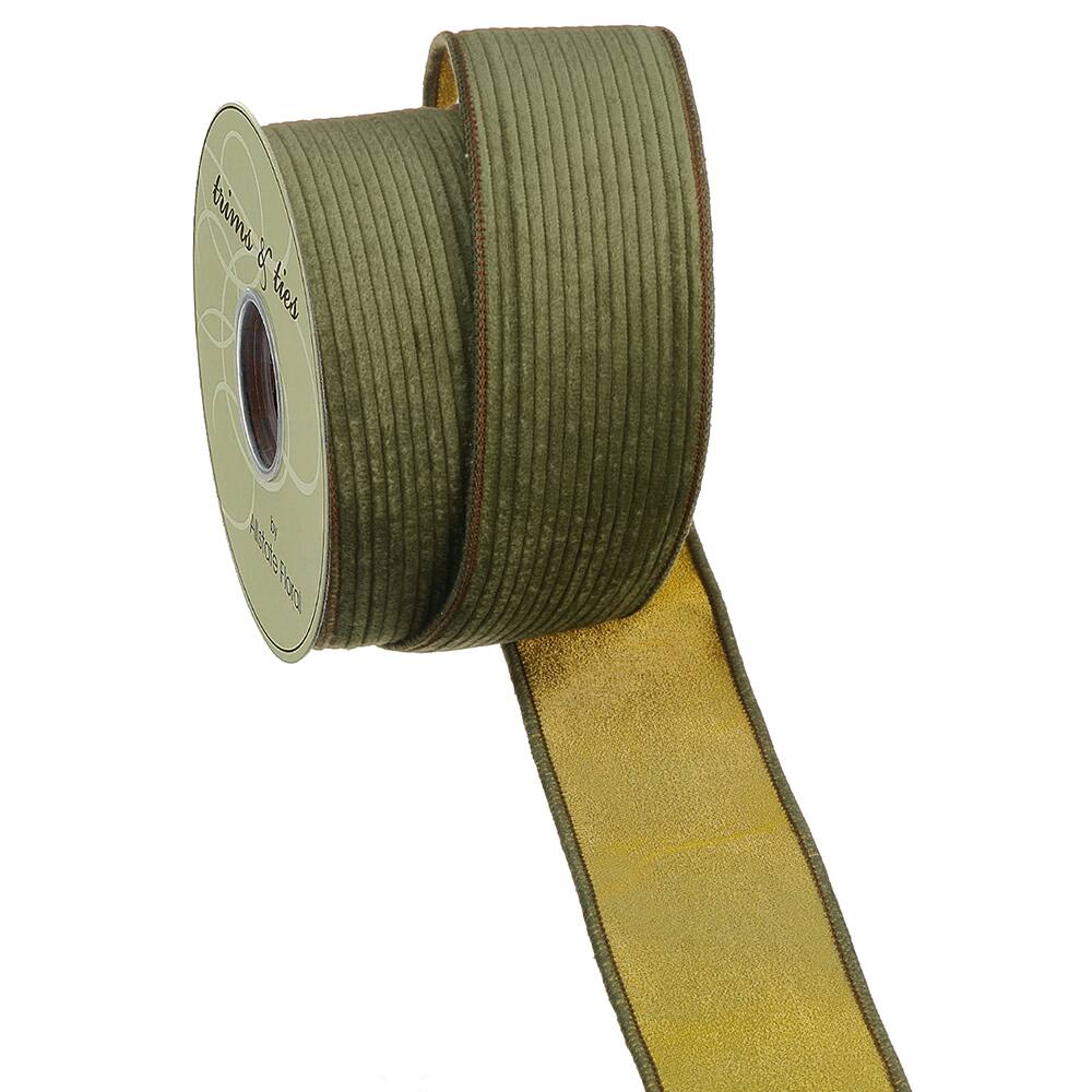 Allstate Floral 2.5" x 10yd. Green Ribbed Wired Ribbon