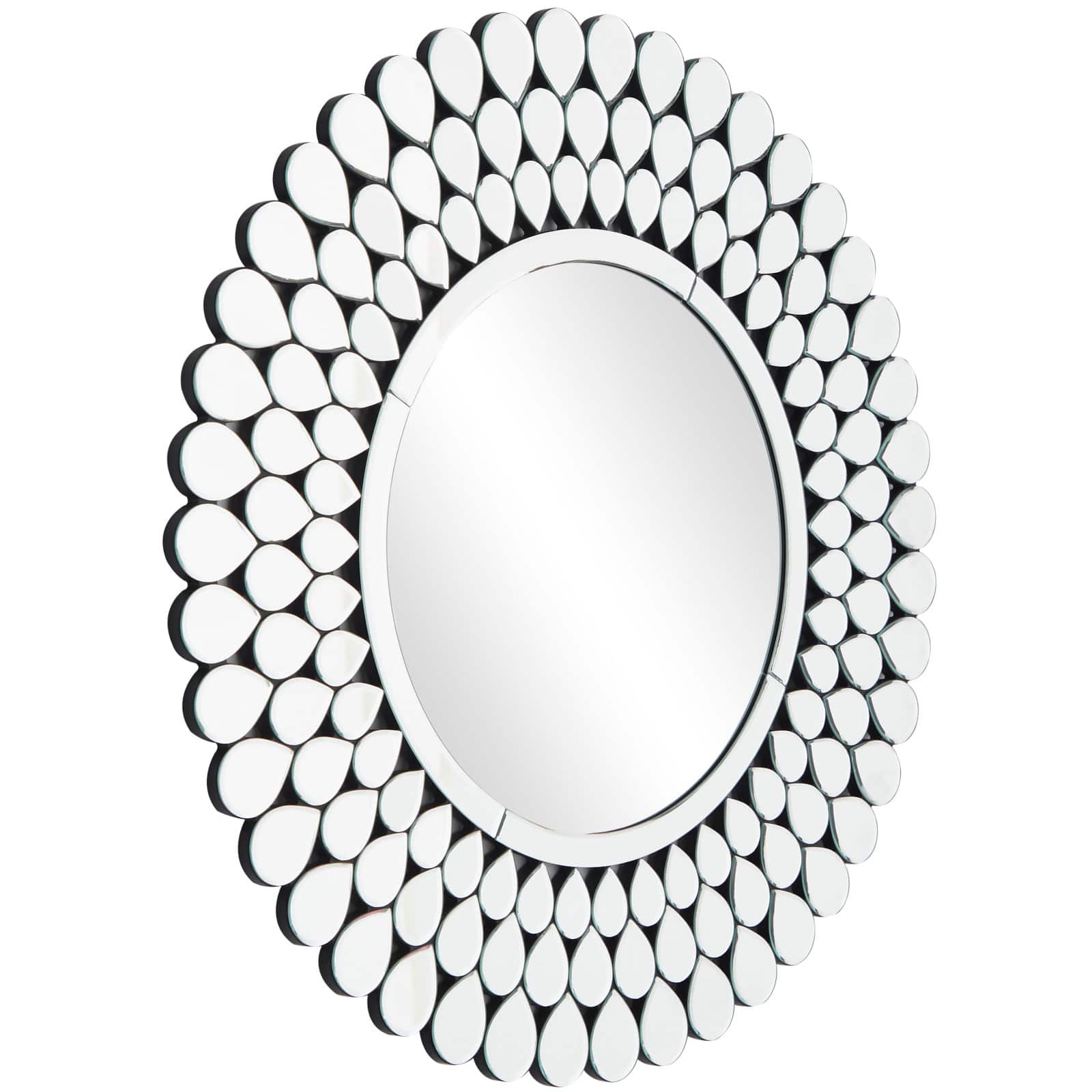 Silver Glass Starburst Wall Mirror with Teardrop Embellishment 31" x 1" x 31"