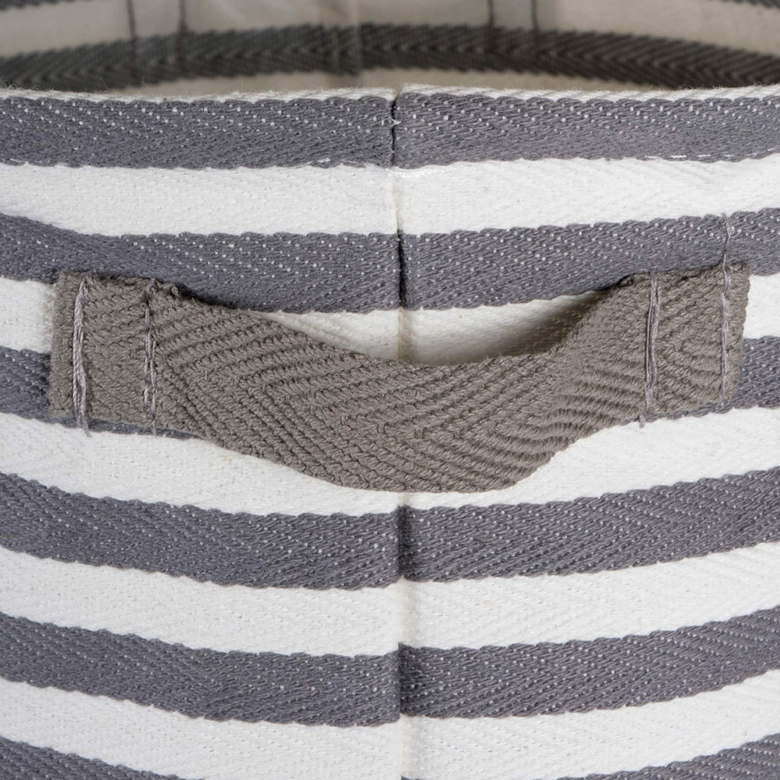 DII® Medium Round Stripes PE-Coated Herringbone Woven Cotton Laundry Bin, 2ct.