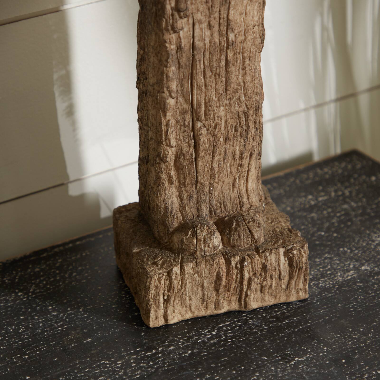 Beige Eclectic Polystone Sculpture, Buddha 32" x 5" x 4"