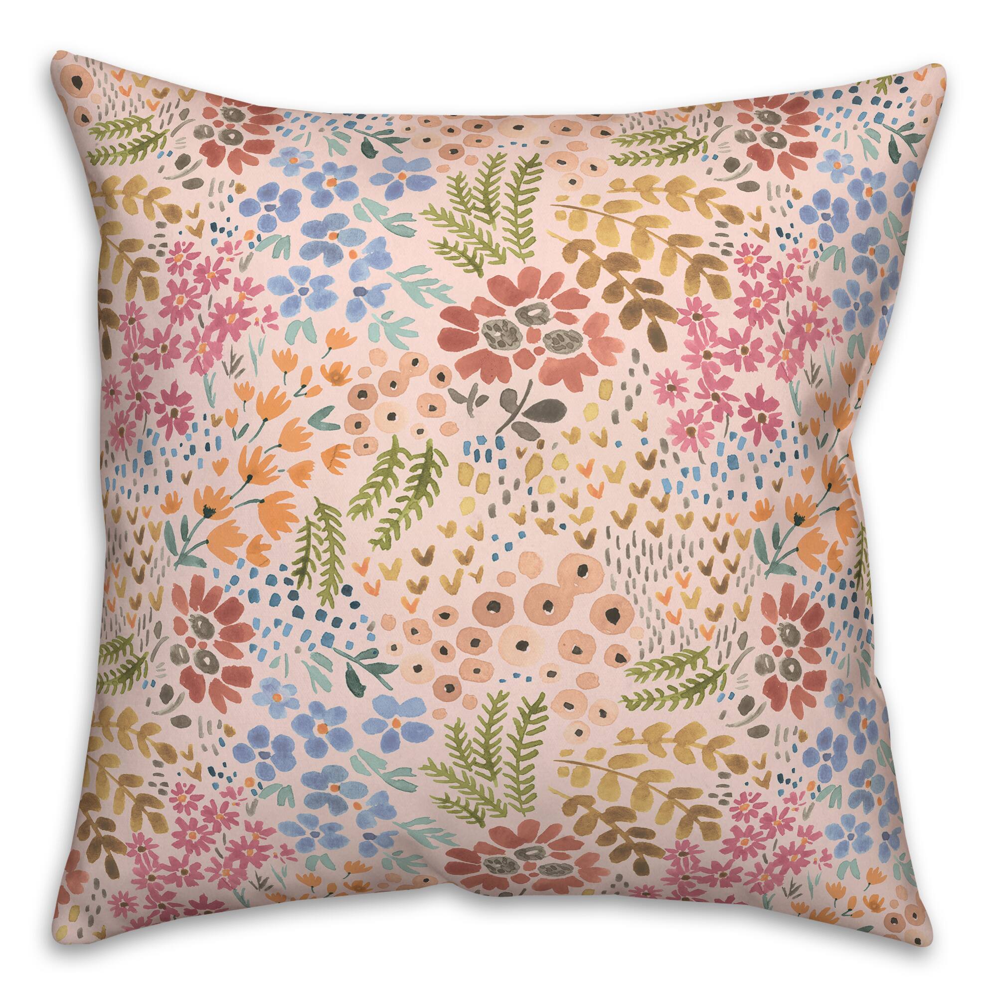 Wild Flower Floral Square Throw Pillow