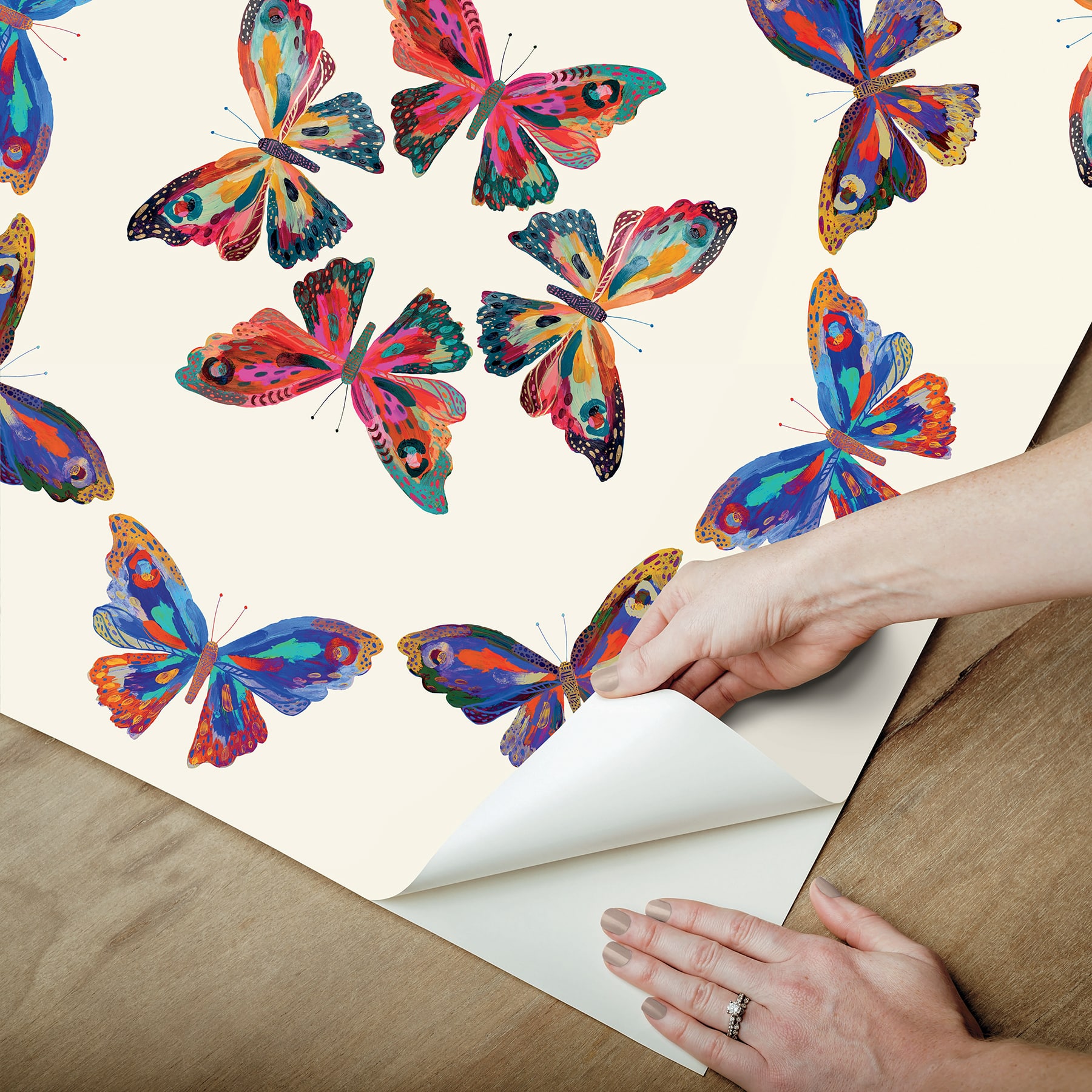 RoomMates Cream Multi Papillon Peel & Stick Wallpaper