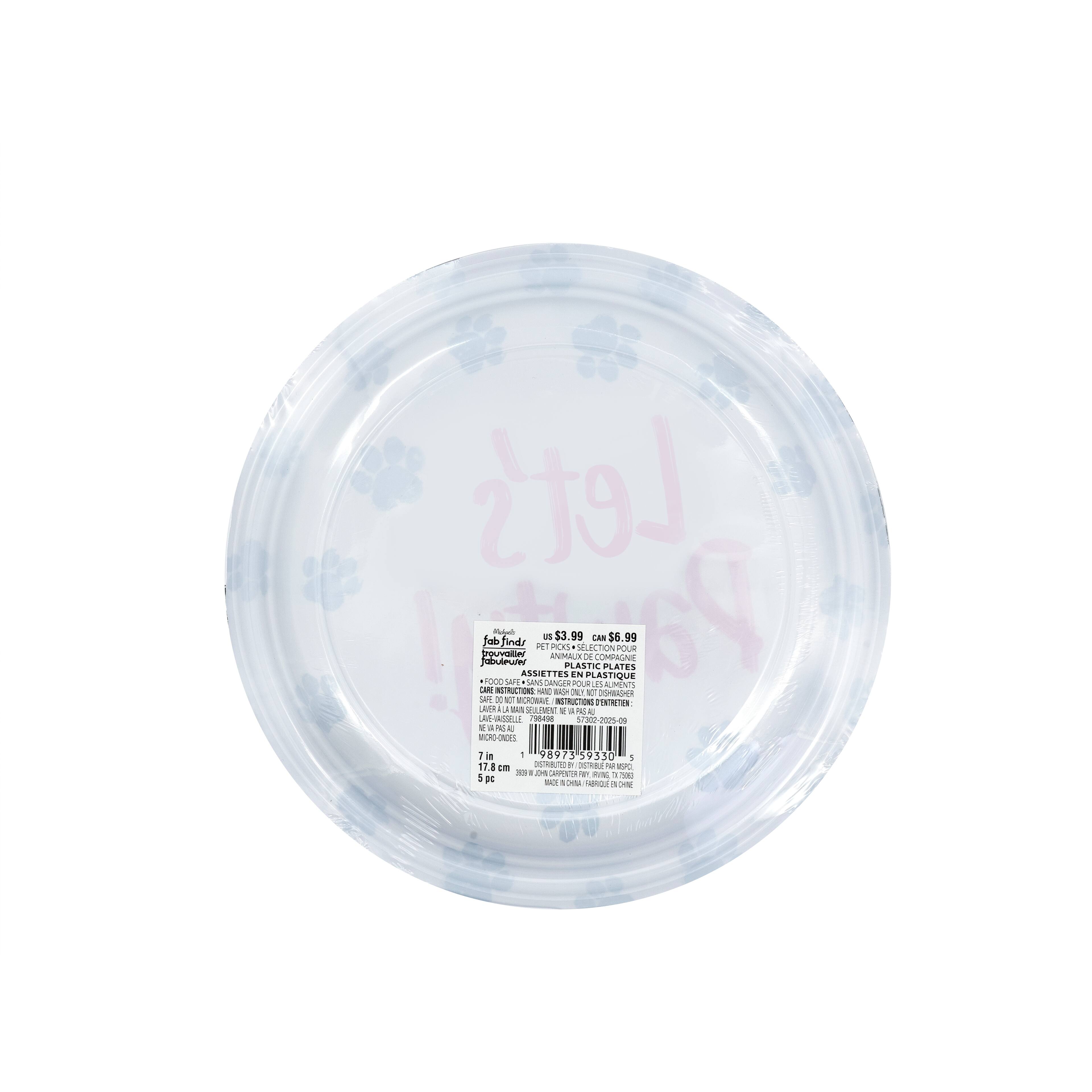Assorted Pet Picks 7" Pet Party Plastic Plates, 5pc. by Fab Finds