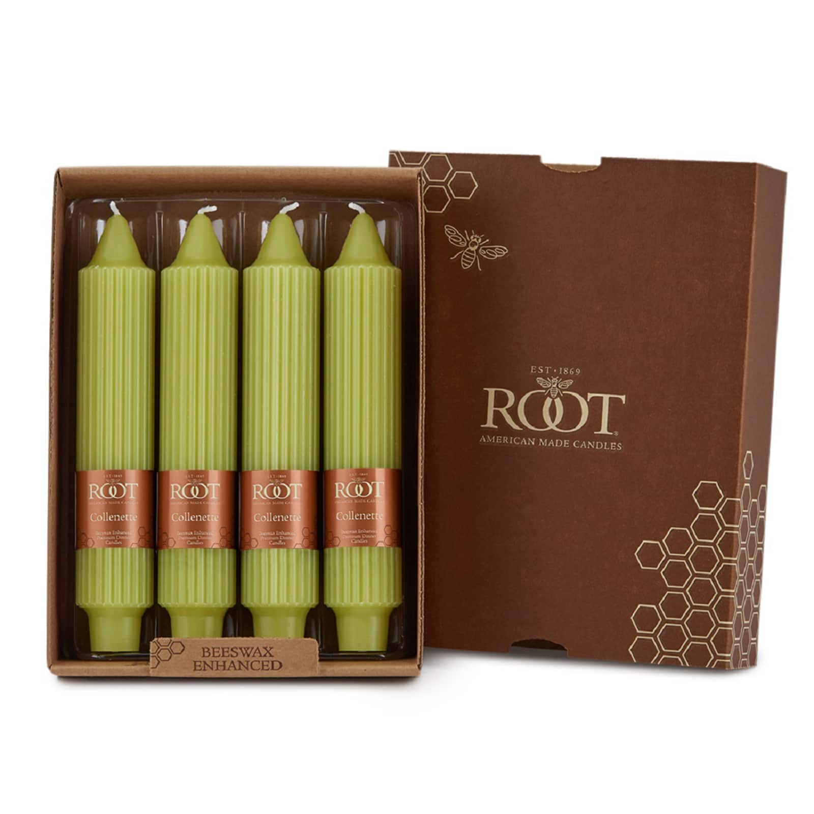 Root Candles 7" Unscented Grecian Collenette Taper Candles, 4ct.