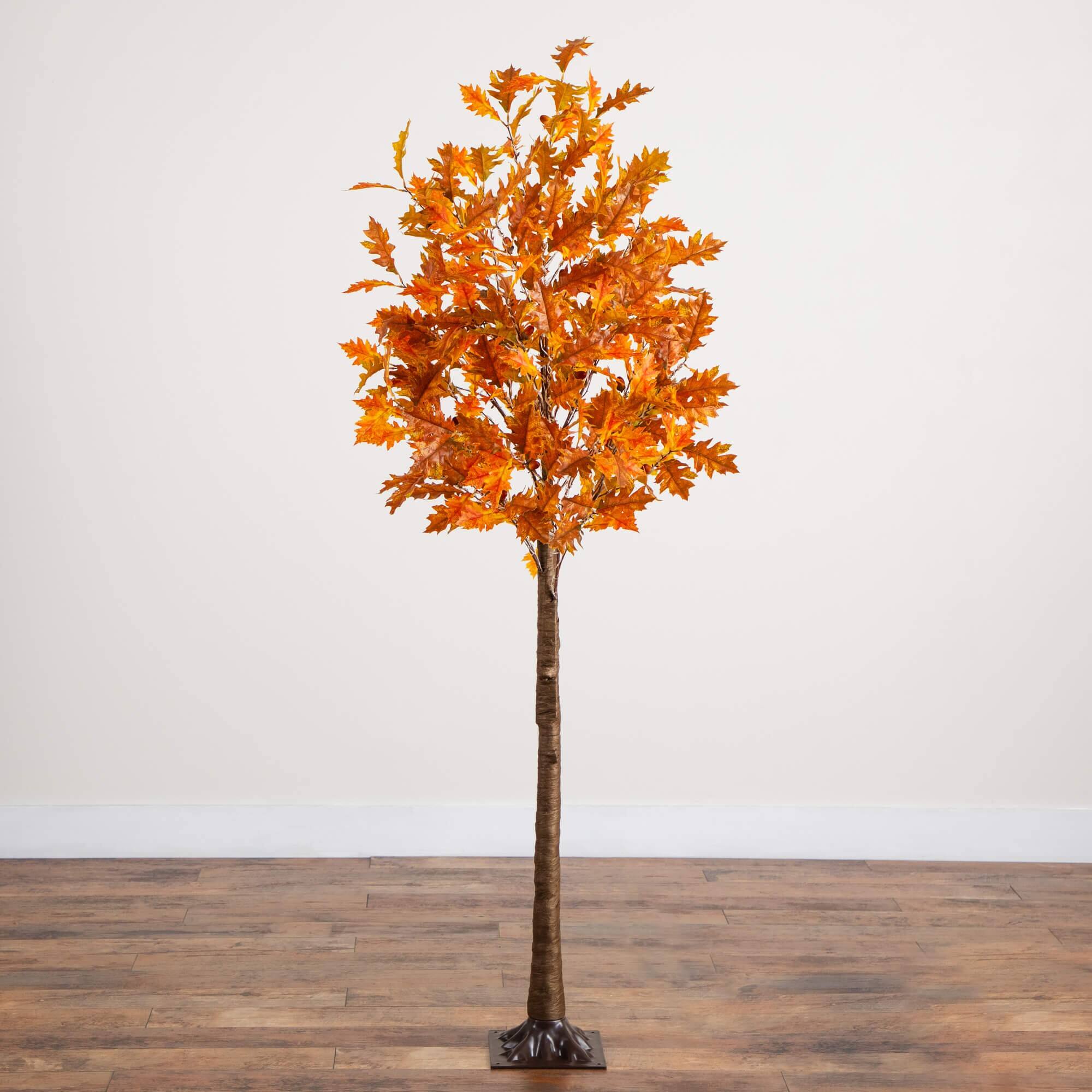 6ft. Pre-Lit Burnt Orange Autumn Maple Artificial Fall Tree with 300 Warm White LED Lights