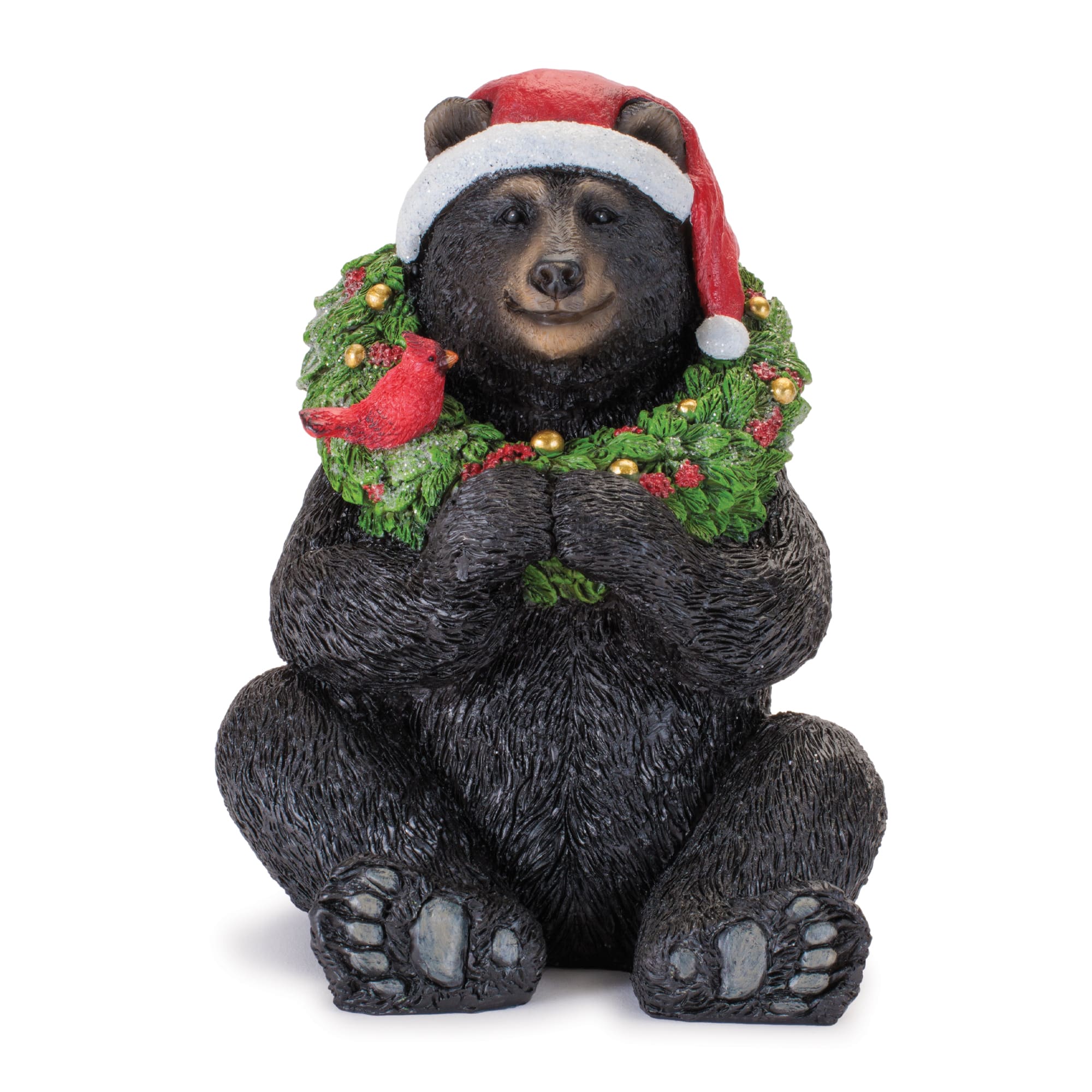 Melrose 7" Black Holiday Bear with Santa Hat