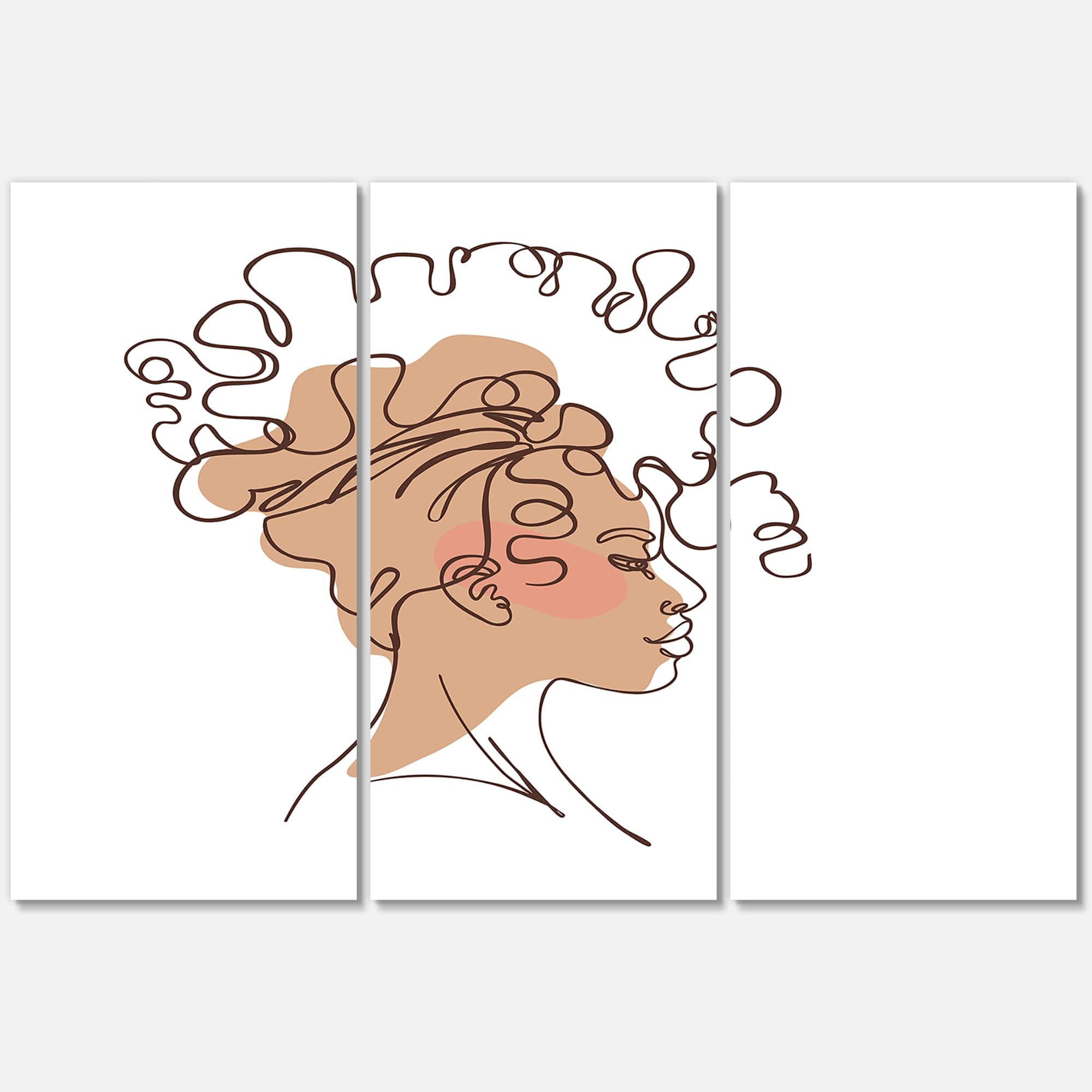 Designart - One Line Portrait of African American Woman I