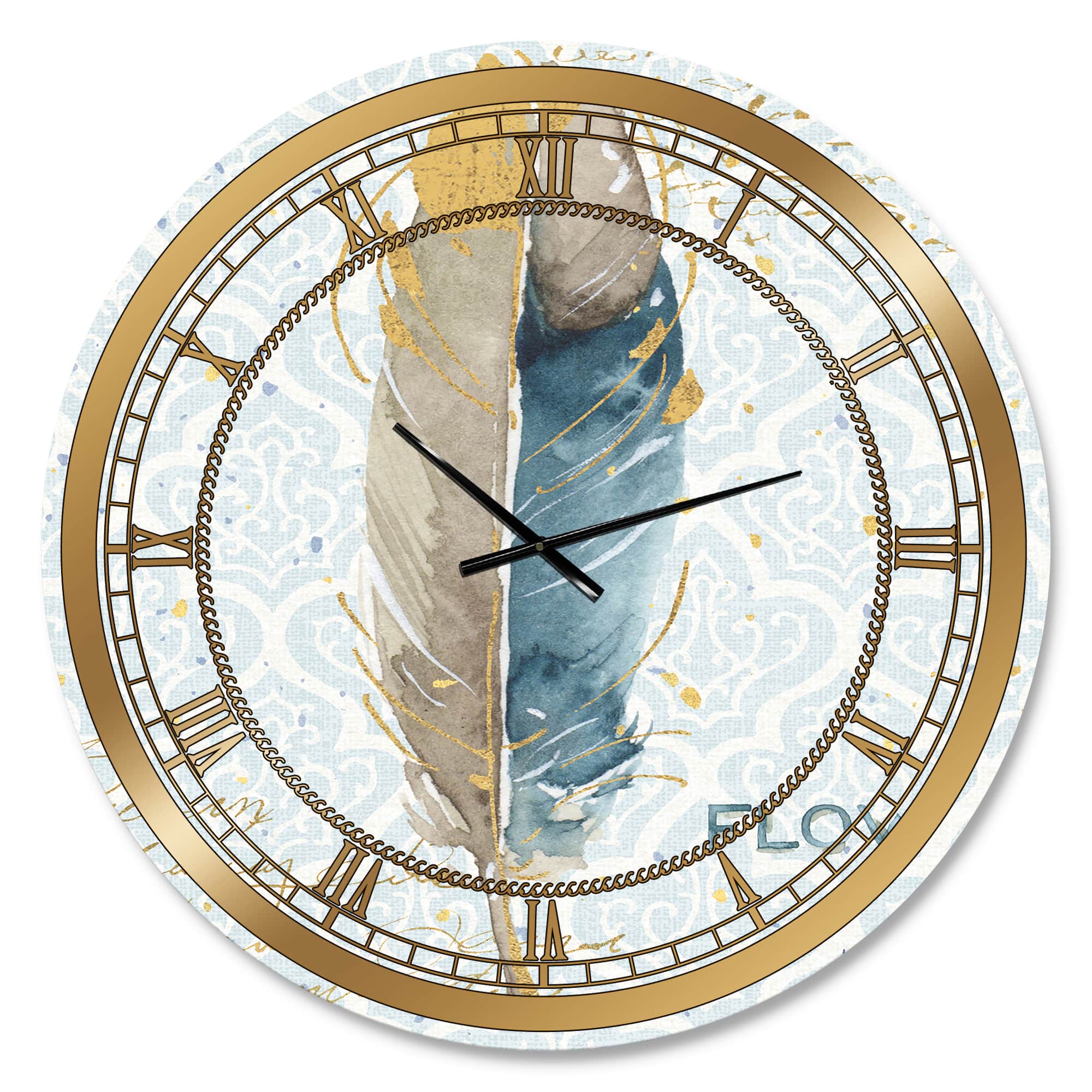 Designart 'Fields Of Gold Watercolor Flower Iv Glam Wall Clock