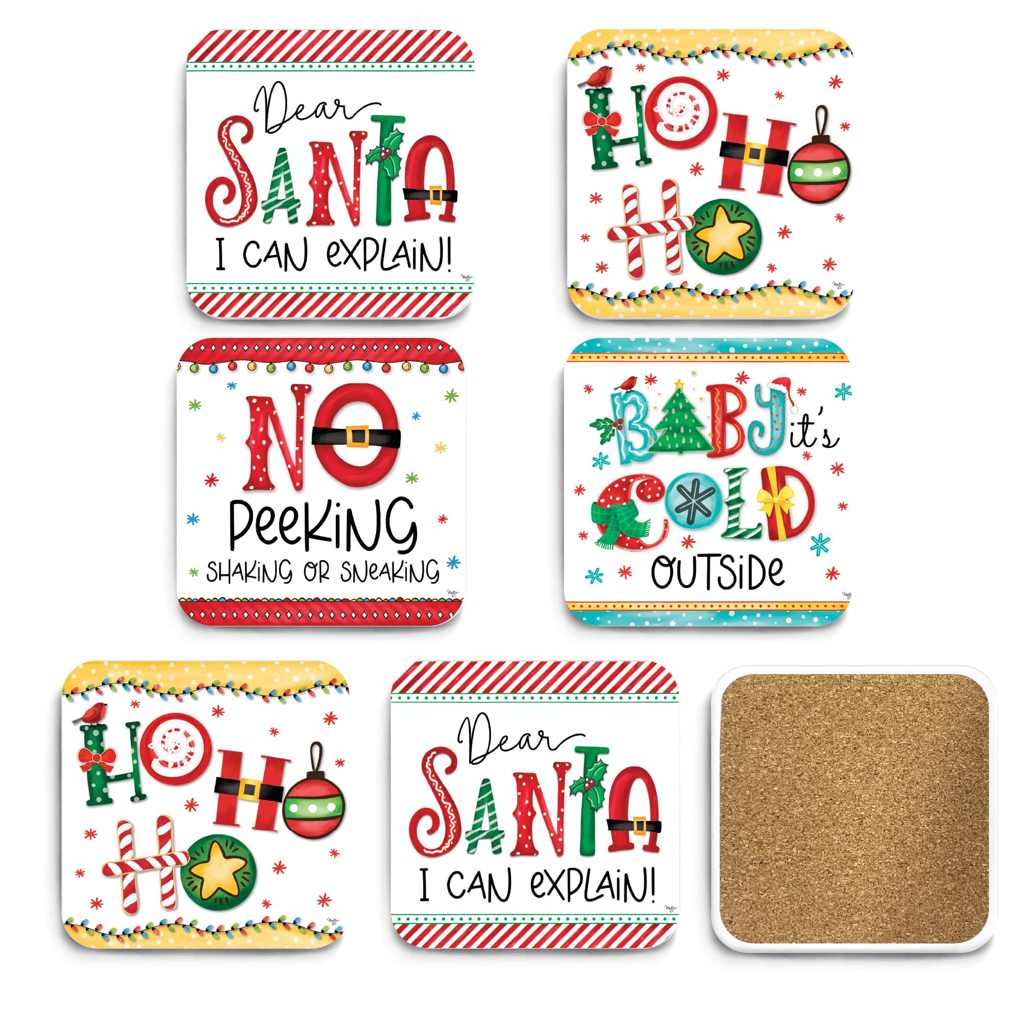 Courtside Market® Dear Santa 4" x 4" Square Ceramic Coasters Set