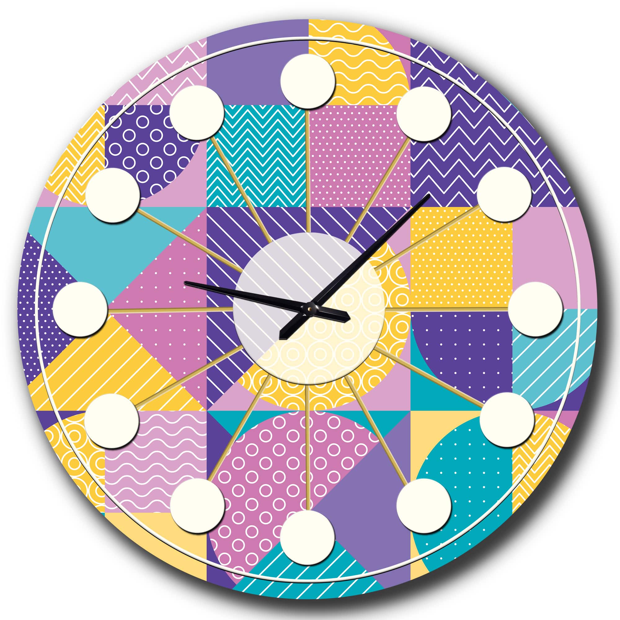Designart 'Geometrical Pastel Abstract I Mid-Century Modern Wall Clock