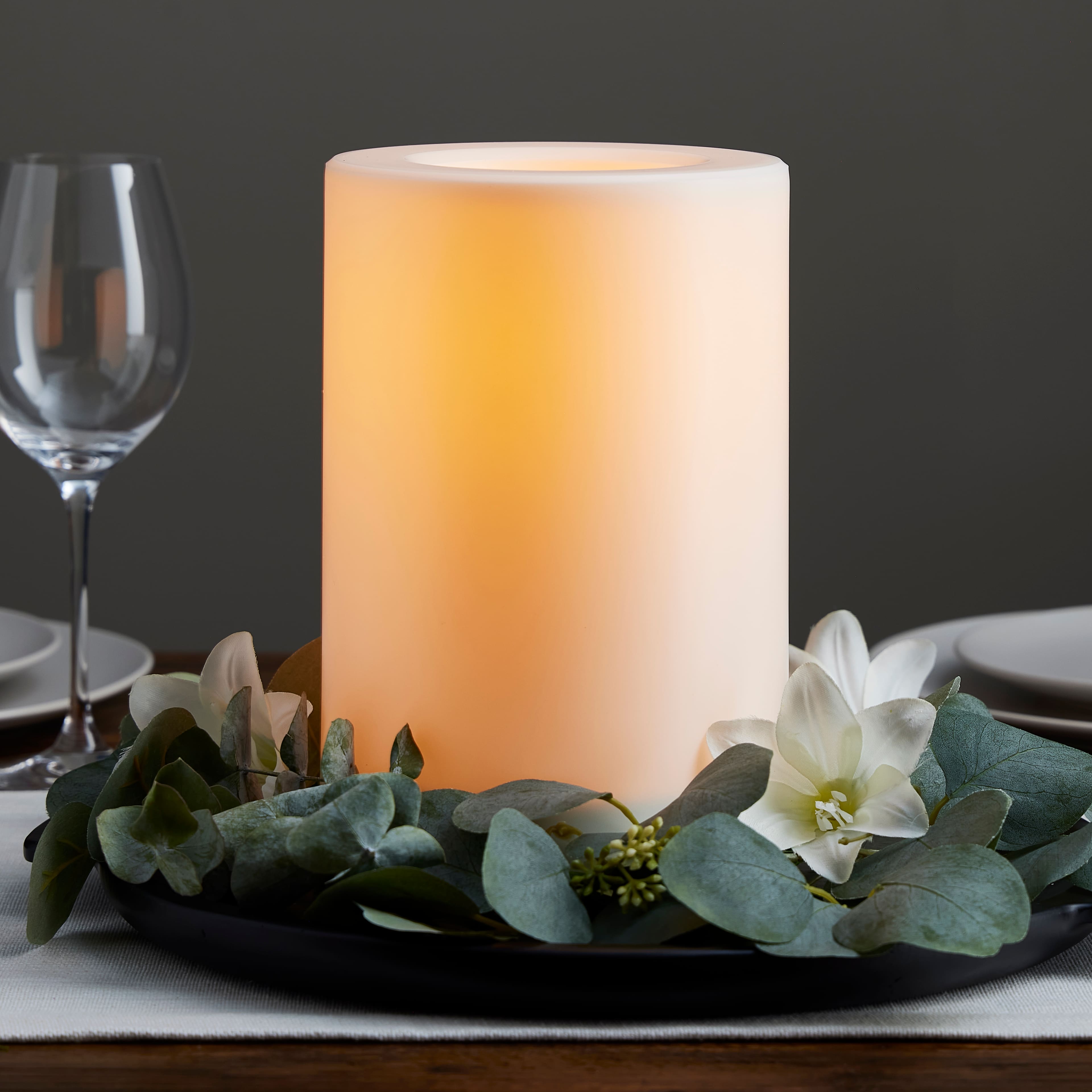 White 6" x 9" LED Outdoor Pillar Candle By Ashland®