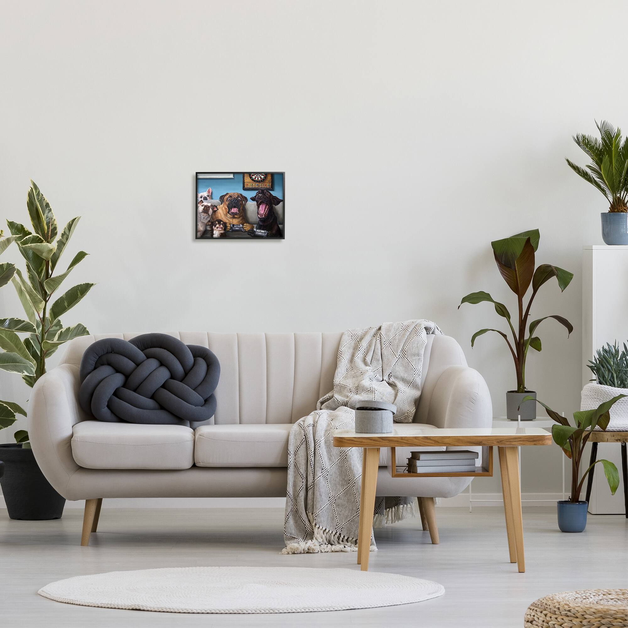 Stupell Industries Funny Dogs Playing Video Games Livingroom Pet Portrait in Frame Wall Art
