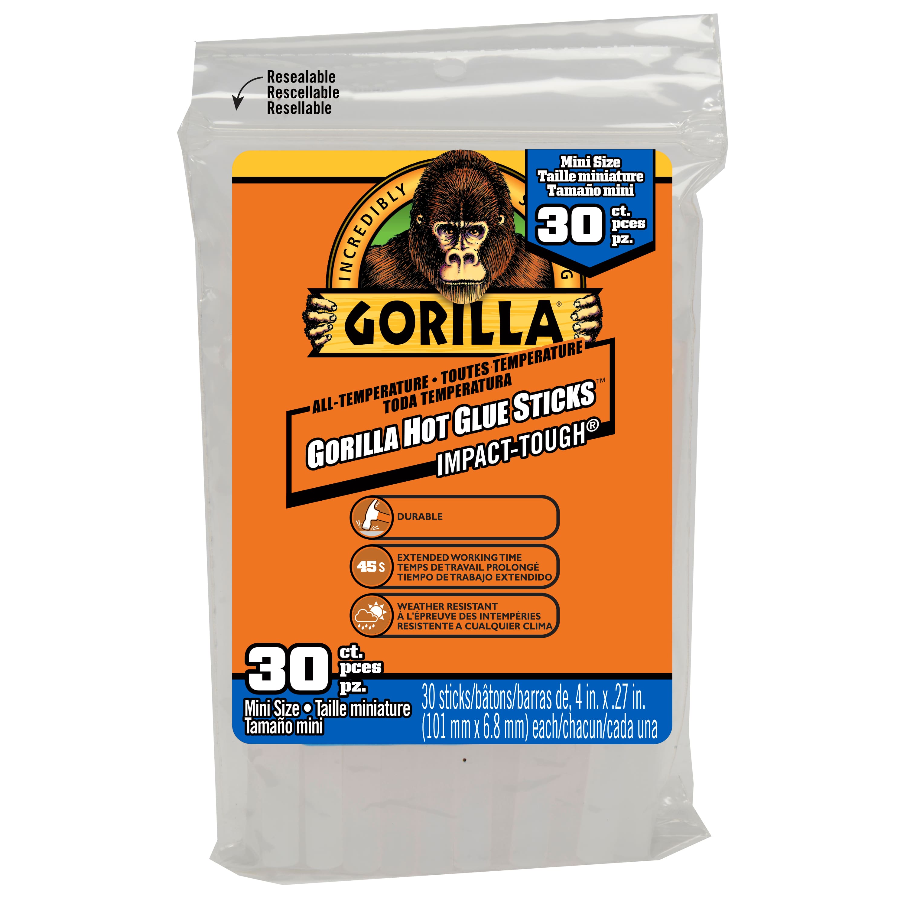 12 Packs: 30 ct. (360 total) Gorilla® 4" Hot Glue Sticks