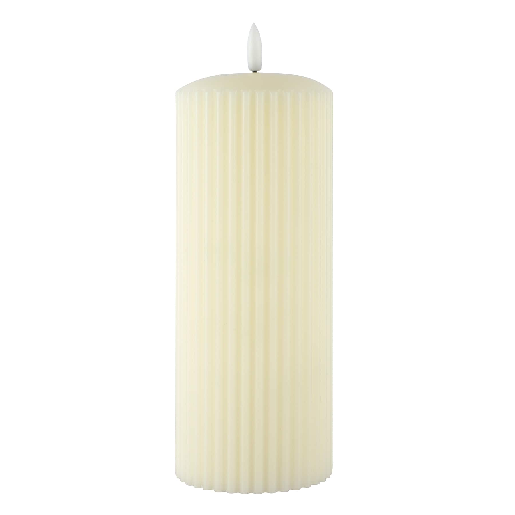 Ivory Ribbed LED Pillar Candle by Ashland®