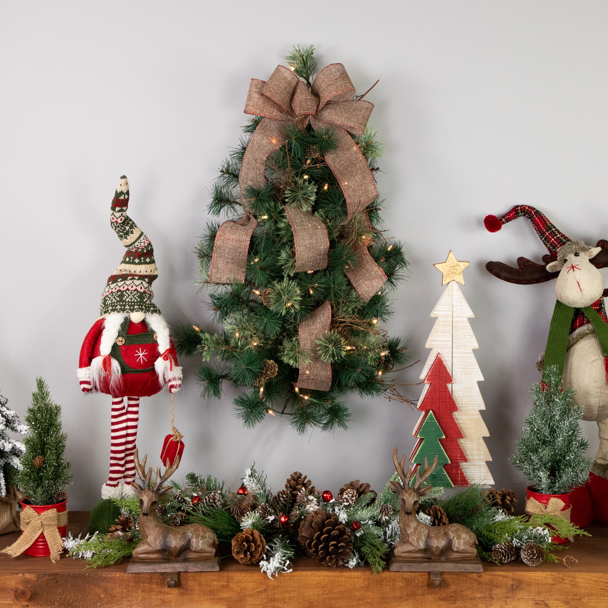 2ft. Pre-Lit Country Mixed Pine Artificial Christmas Wall Tree, Clear Lights