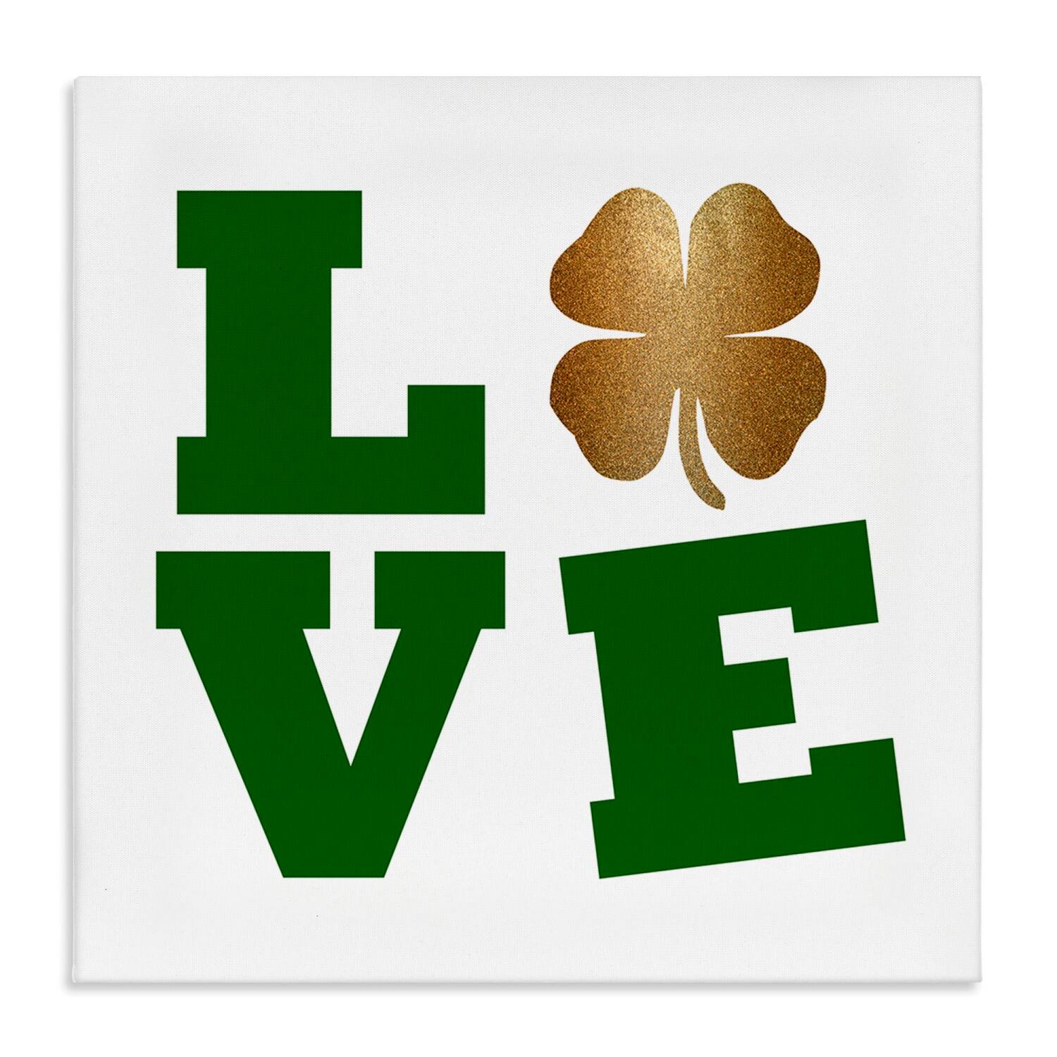 Stupell Industries St Patrick's Day Clover Love Canvas Wall Art