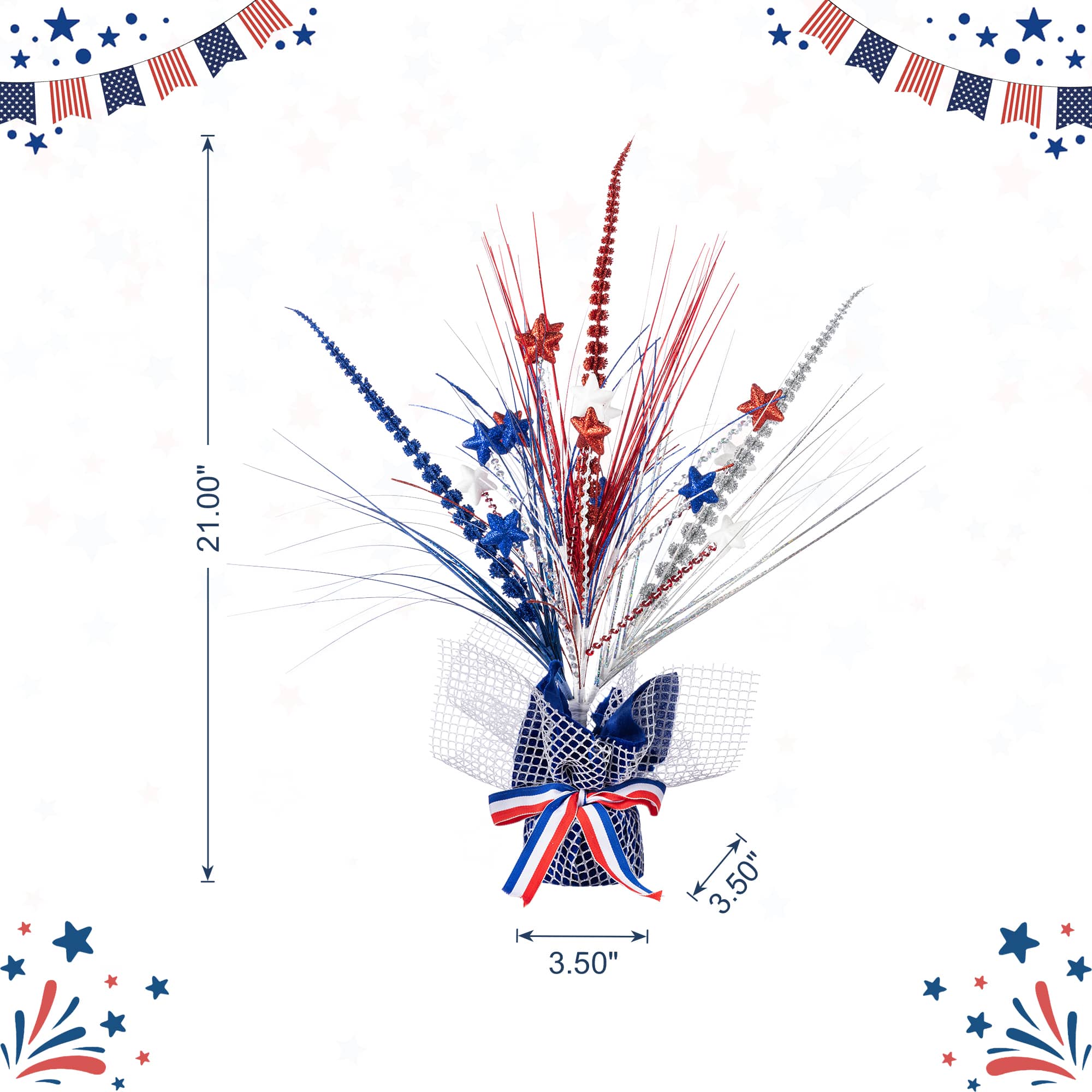 Glitzhome® 21" Patriotic Americana Stars and Heather Table Tree