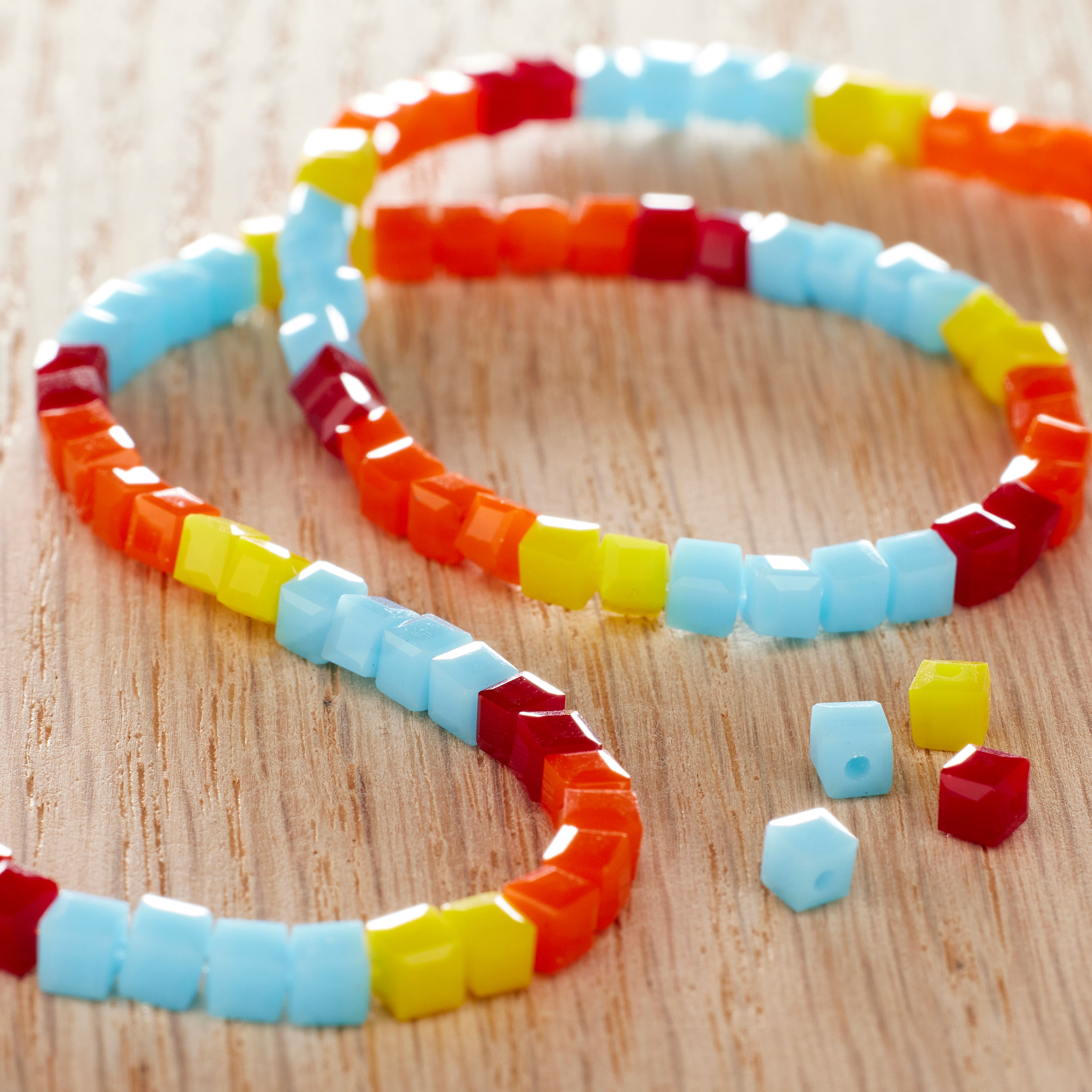 12 Pack: Multicolor Glass Cube Beads, 3mm by Bead Landing™