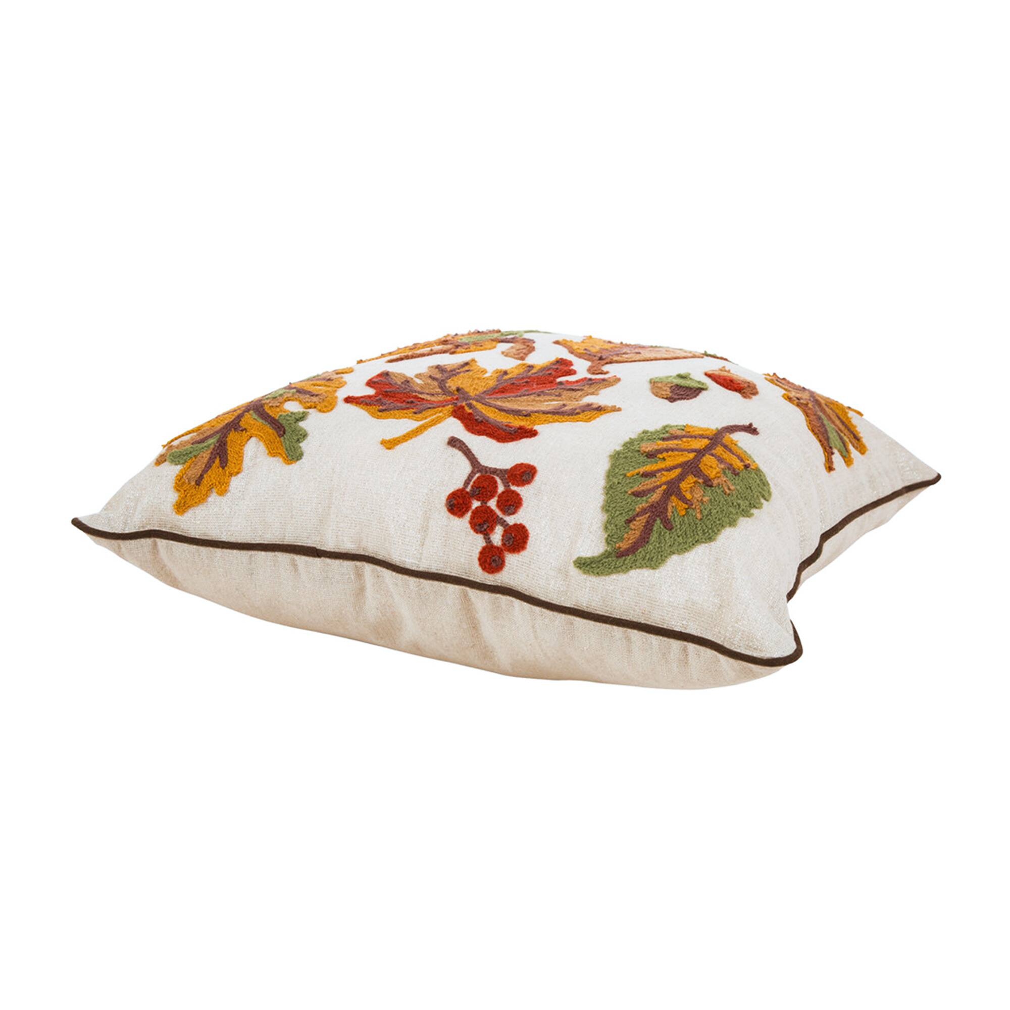 Glitzhome® Embroidered Fall Leaves Pillow