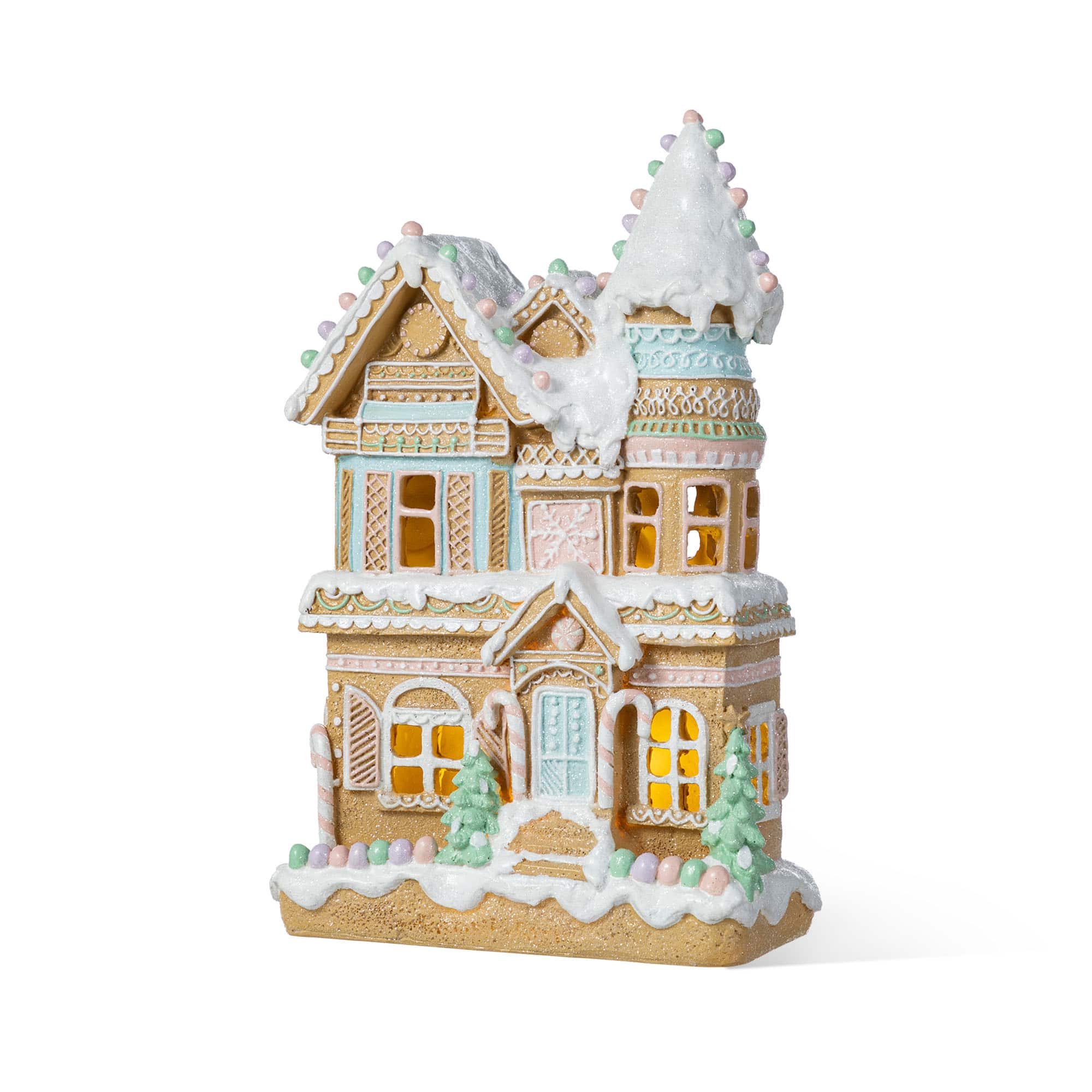 Glitzhome® 11.75" Christmas Macaron Resin Village Table Decor