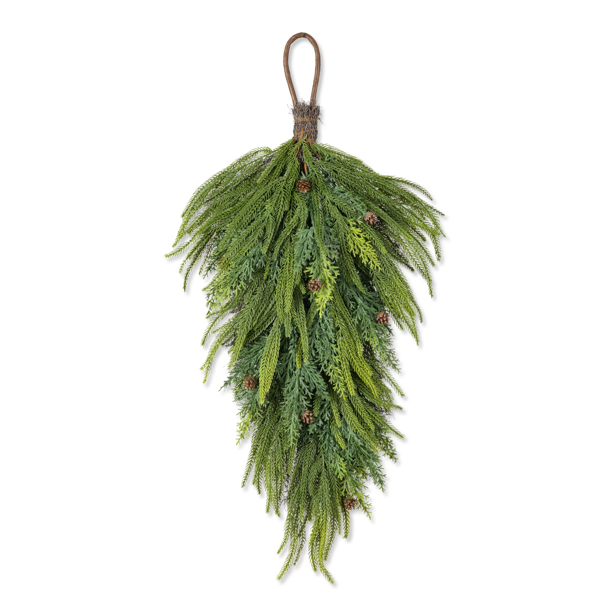 Glitzhome® 31.5" Christmas Greenery Mixed PE Teardrop with Pinecones