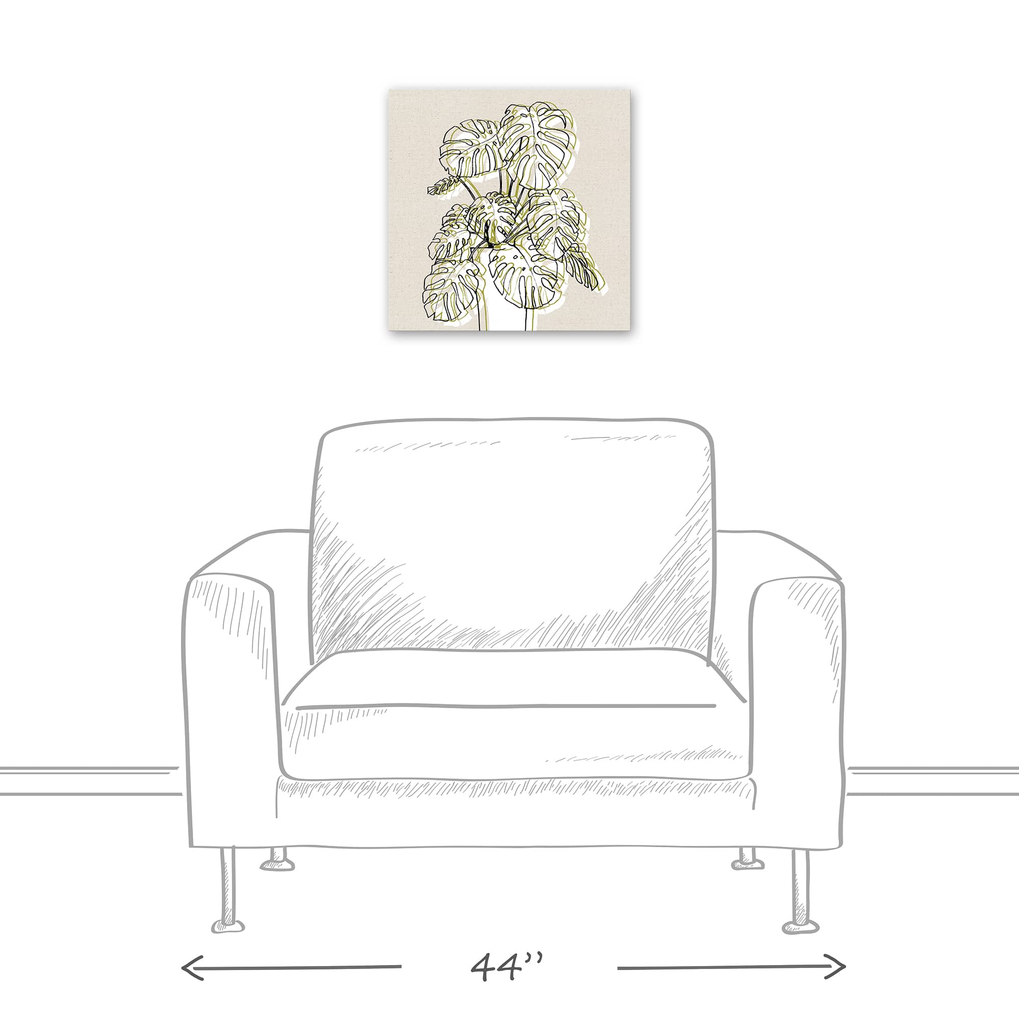Design Directs Monstera Drawing Canvas Wall Art
